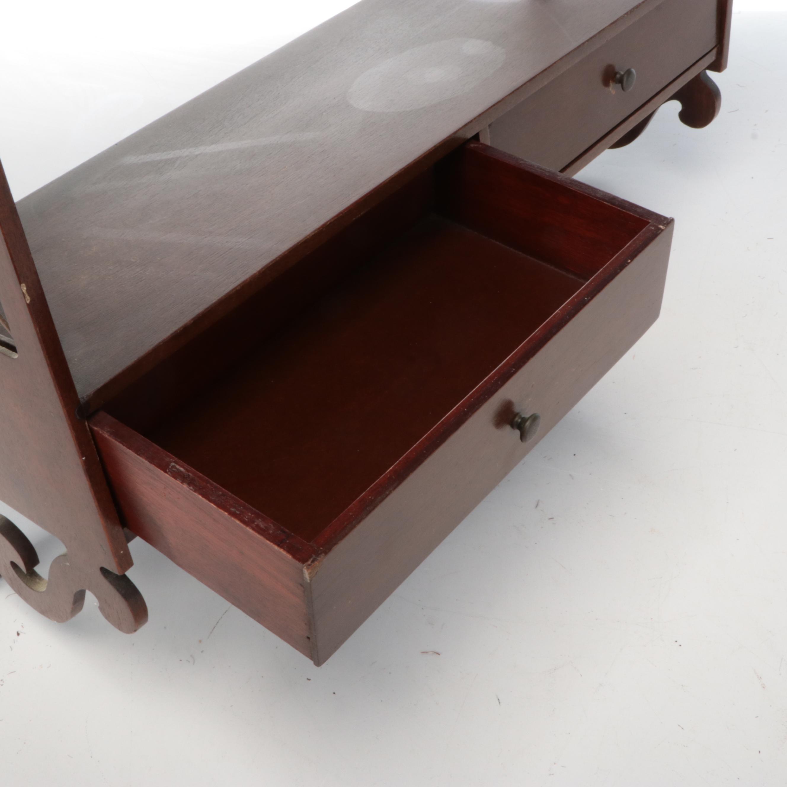 Federal Style Mahogany Style Wall Shelf with Lattice Sides, Mid to Late 20th C.