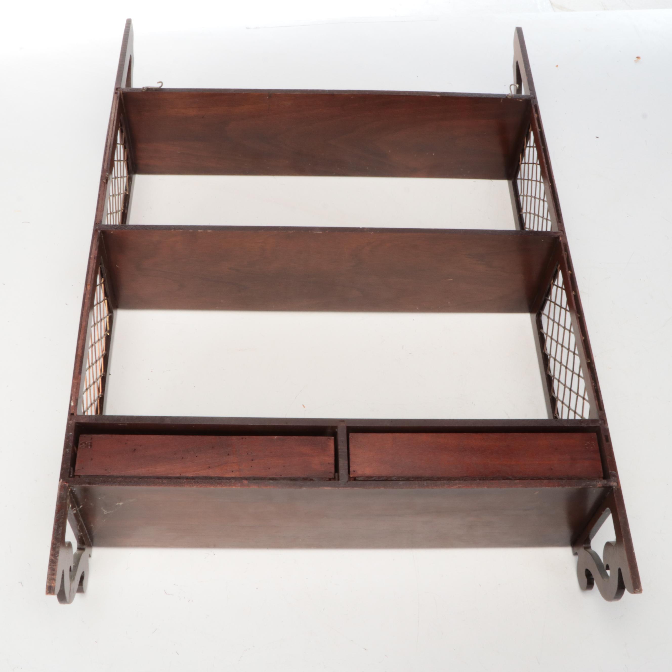 Federal Style Mahogany Style Wall Shelf with Lattice Sides, Mid to Late 20th C.