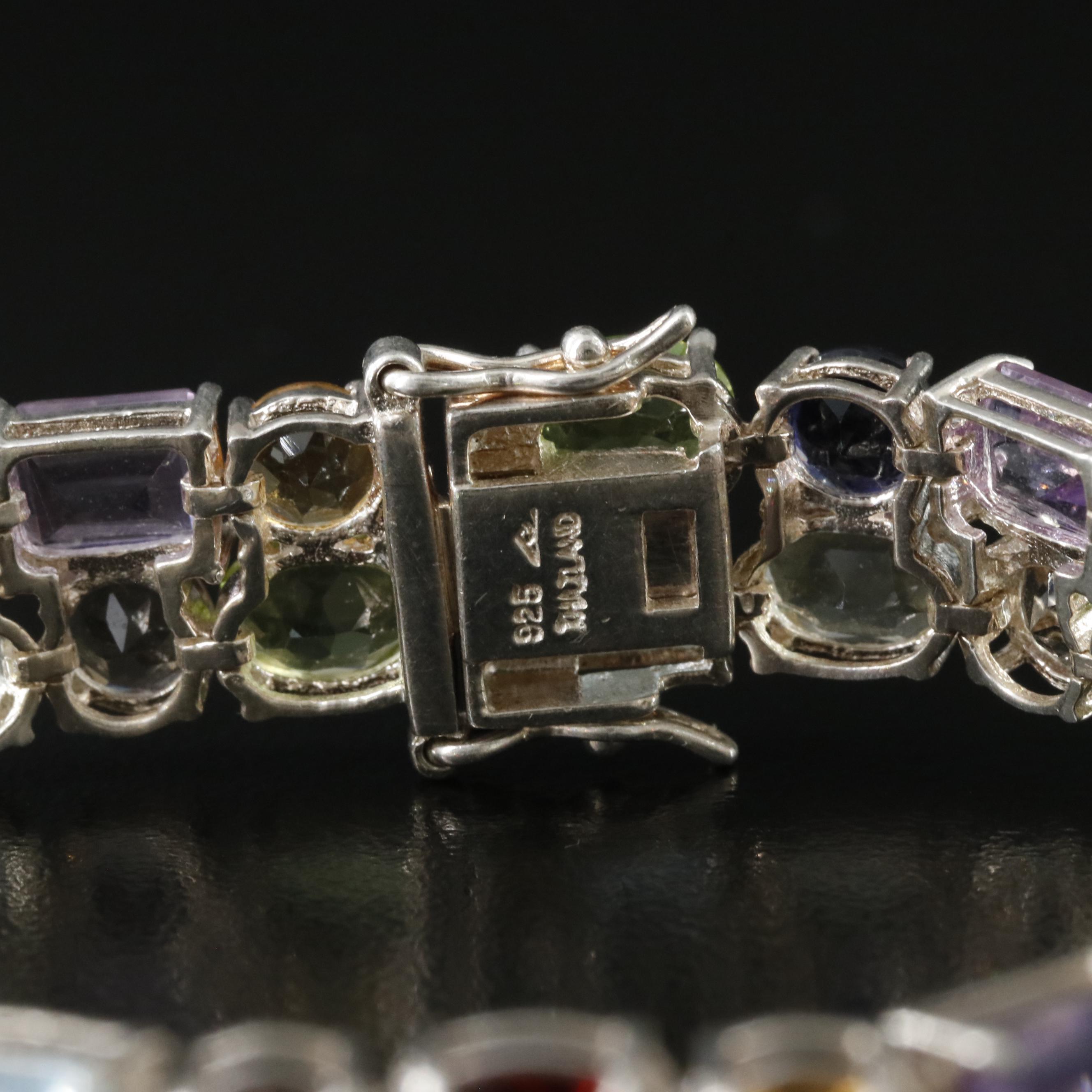 Sterling Gemstone Double Row Bracelet