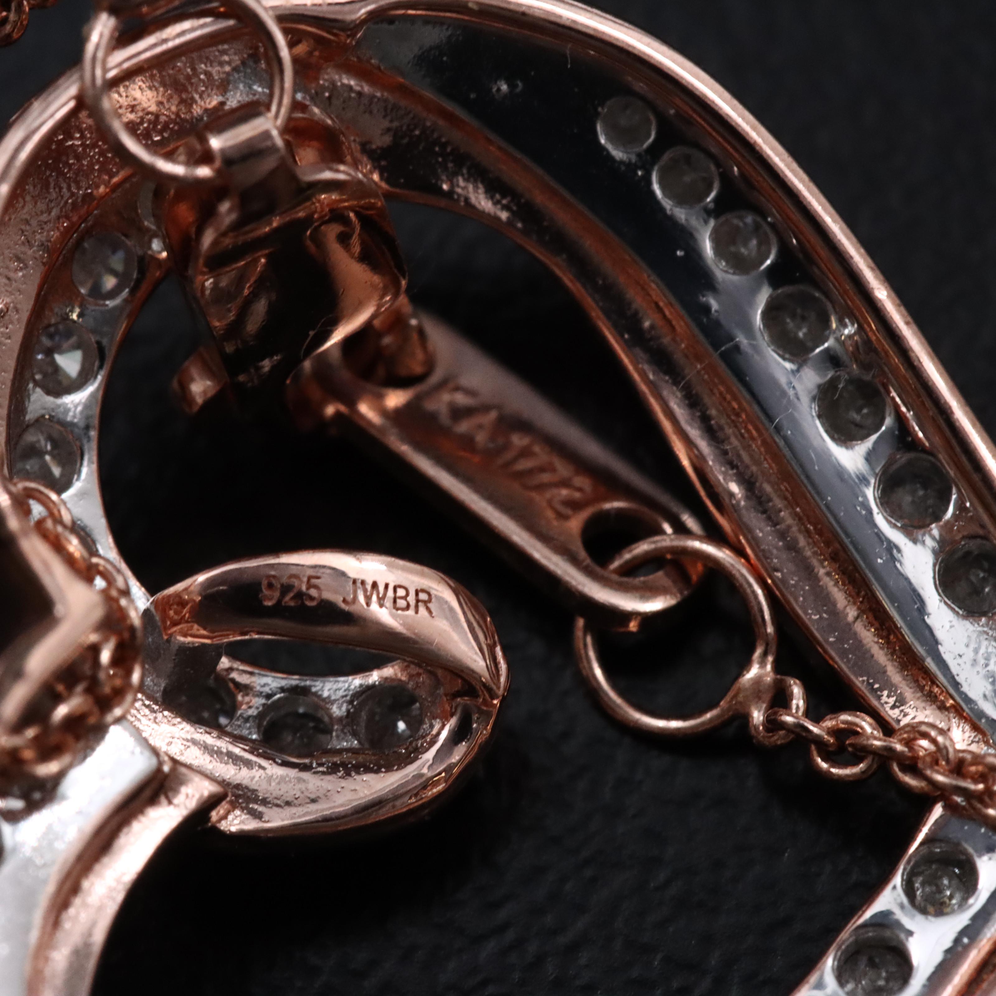 Sterling and Diamond Heart Necklace in Rose Tone