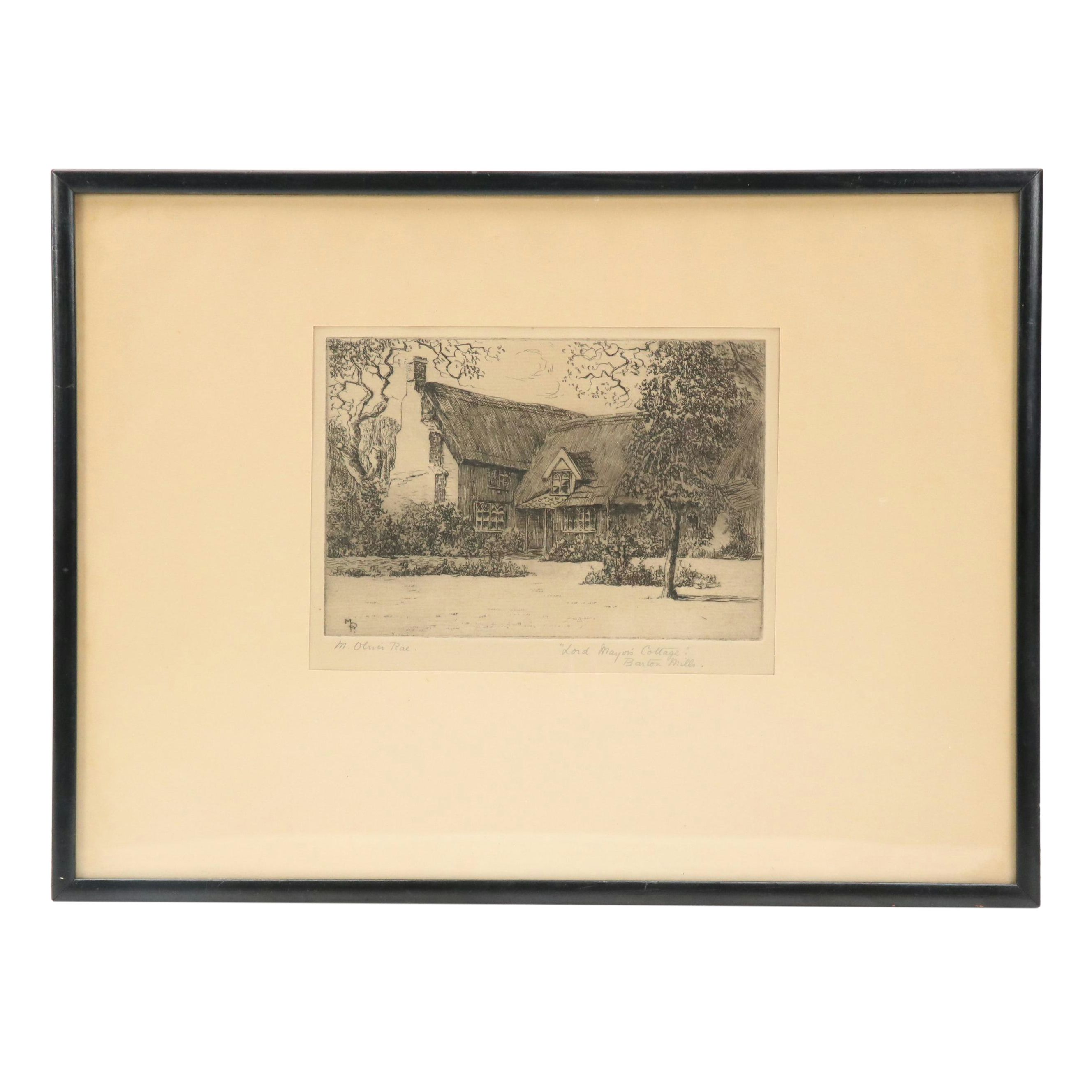 Mabel Oliver Rae Etching "Lord Mayor's Cottage"