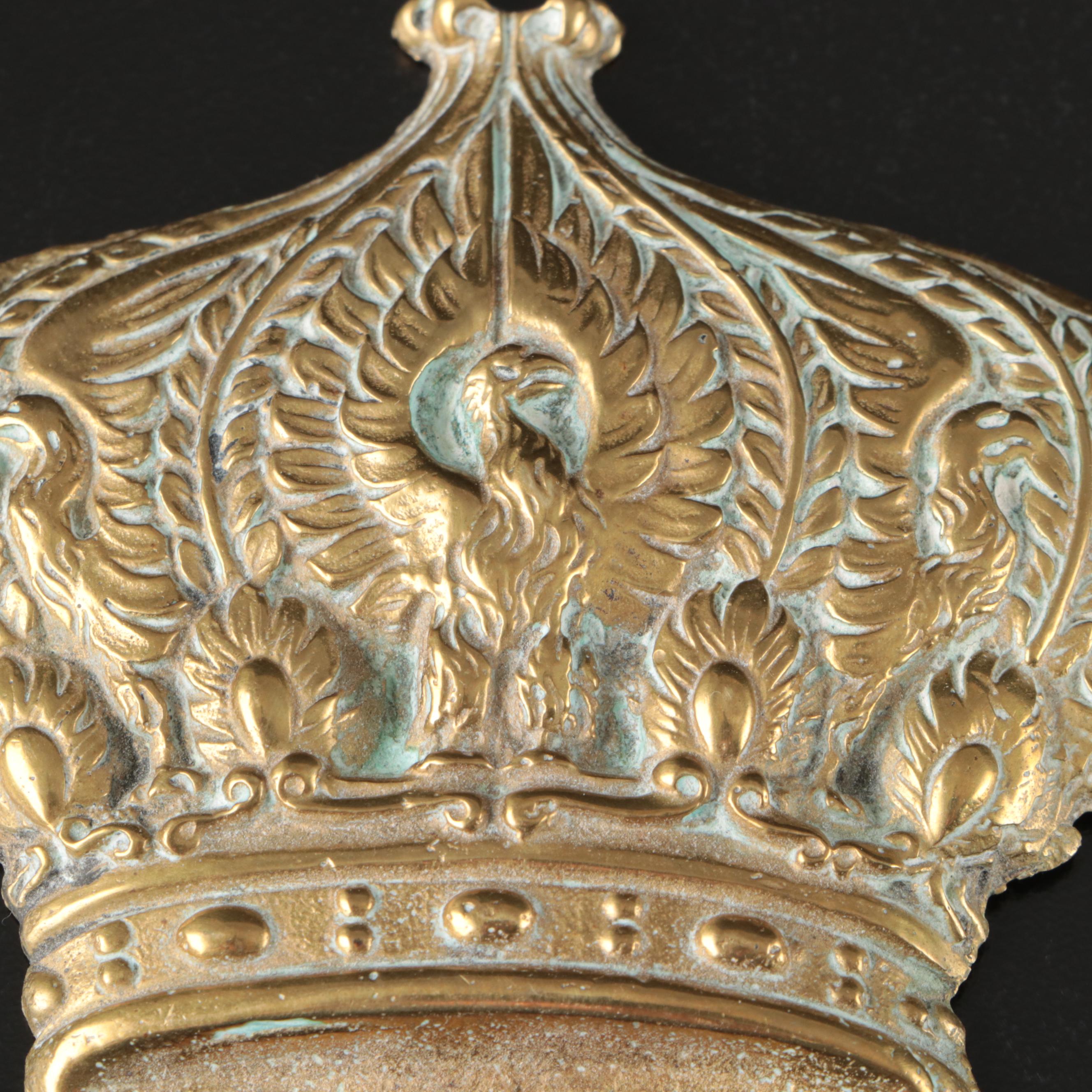 English Cast Brass Crown Décor, 19th Century