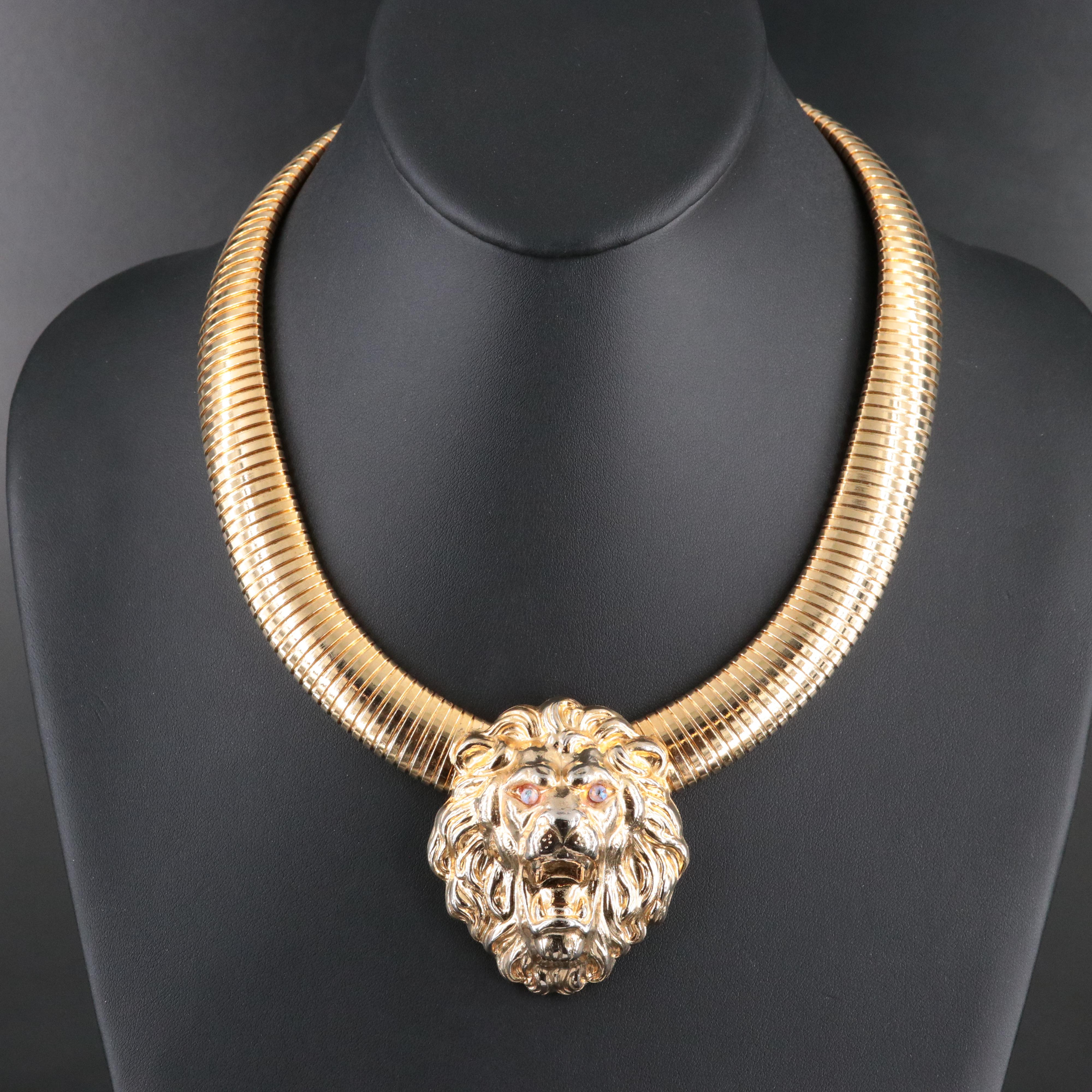 Vintage Lion Head Turbogas Necklace