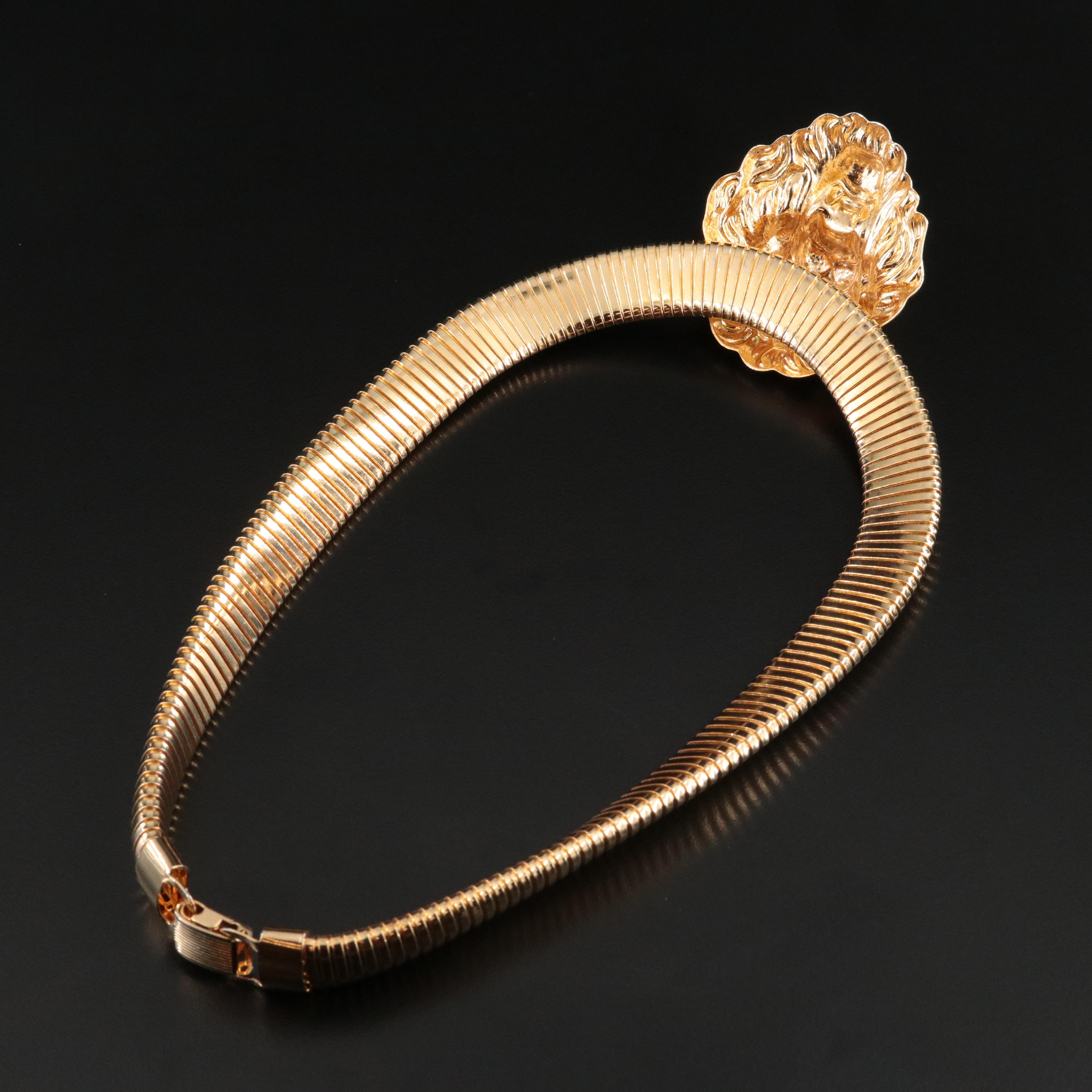 Vintage Lion Head Turbogas Necklace