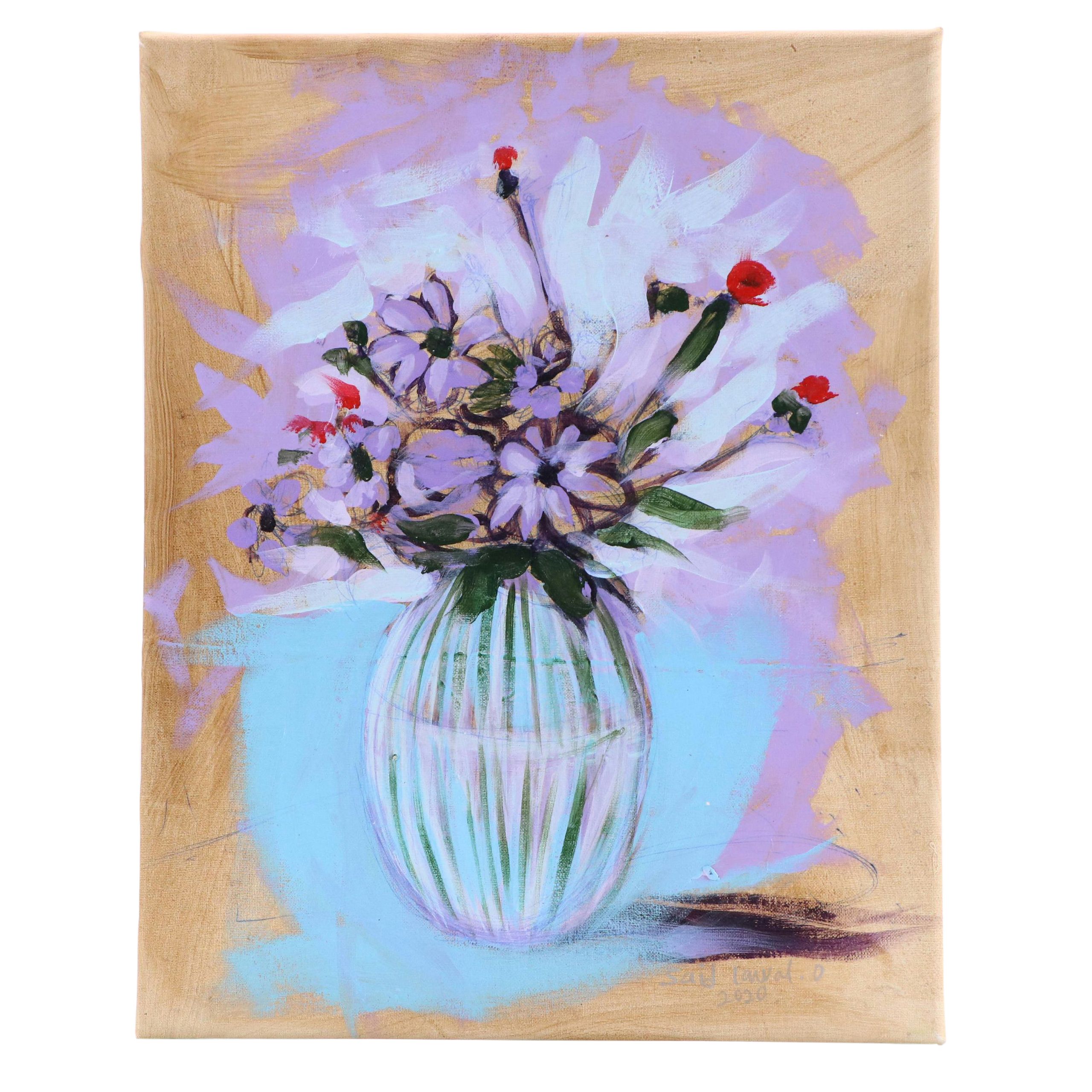 Said Oladejo-lawal Floral Still Life Acrylic Painting, 2020