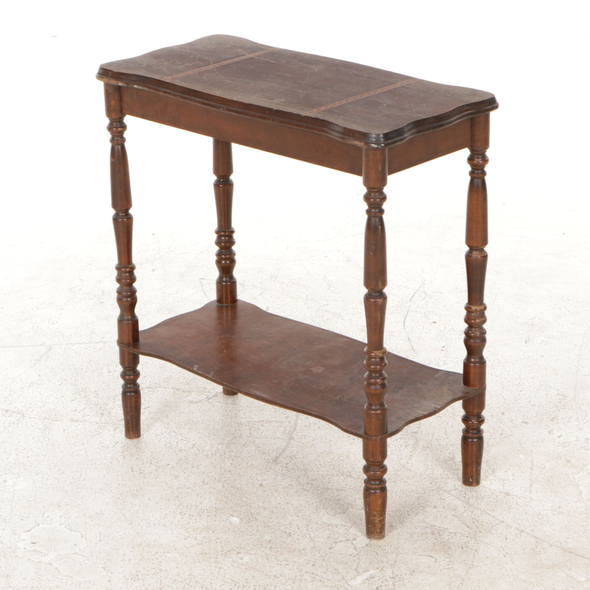 Wooden Spindle Legged Two-Tier Console Table