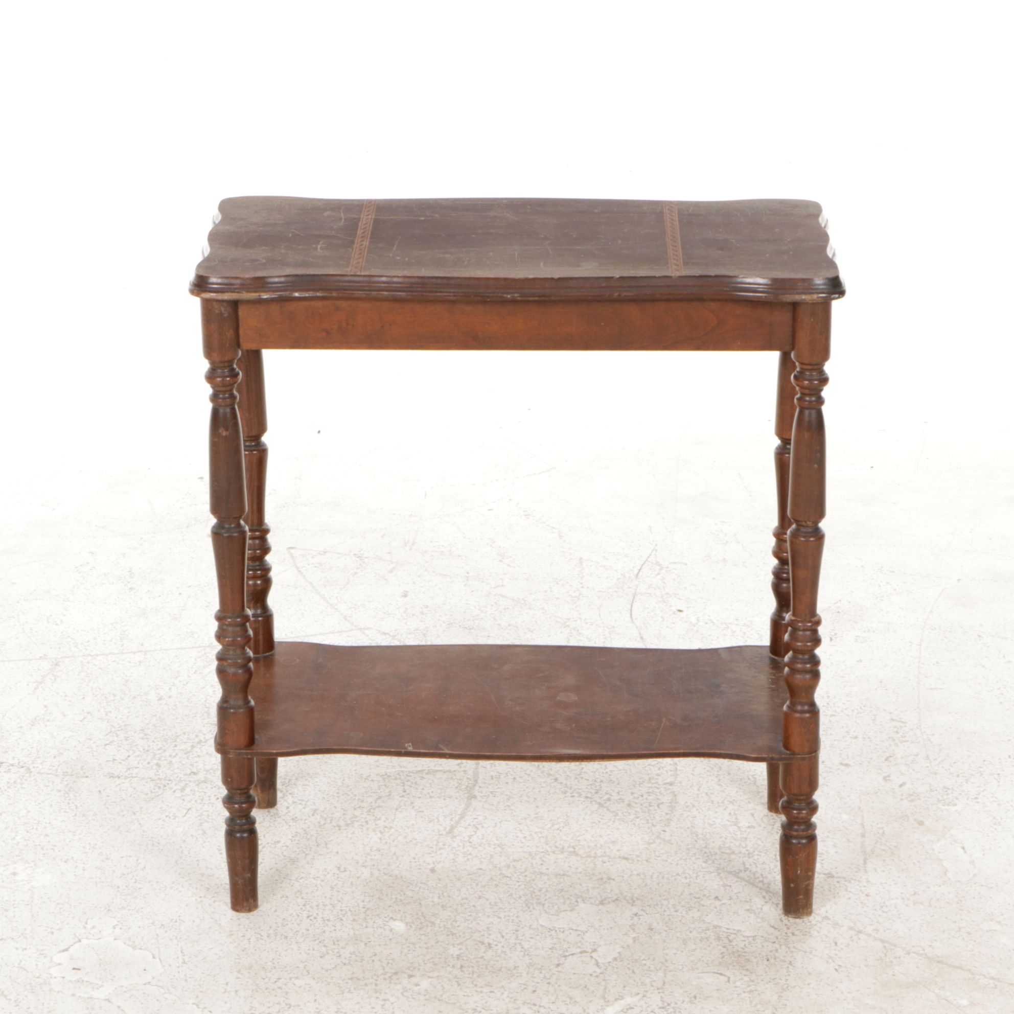 Wooden Spindle Legged Two-Tier Console Table