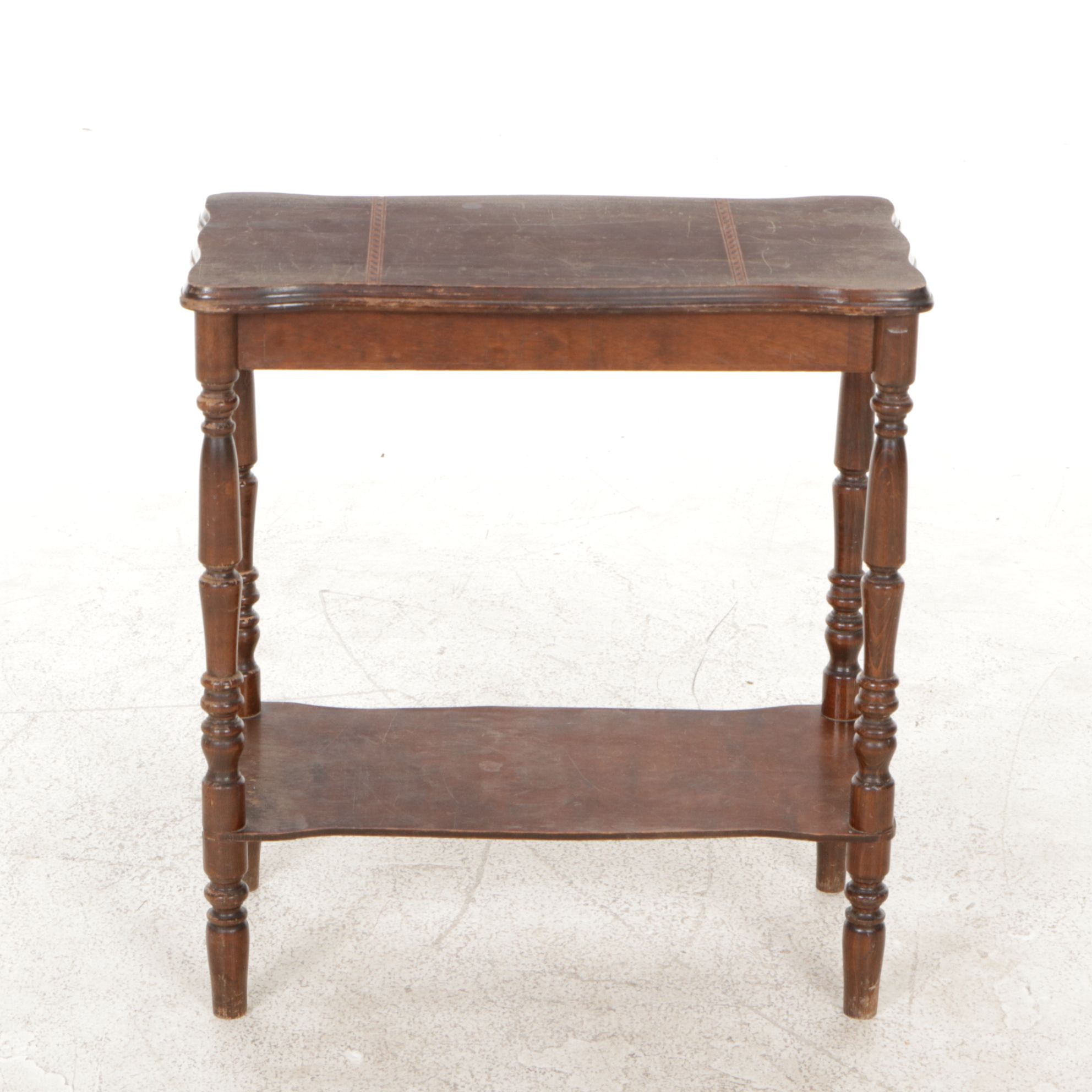 Wooden Spindle Legged Two-Tier Console Table