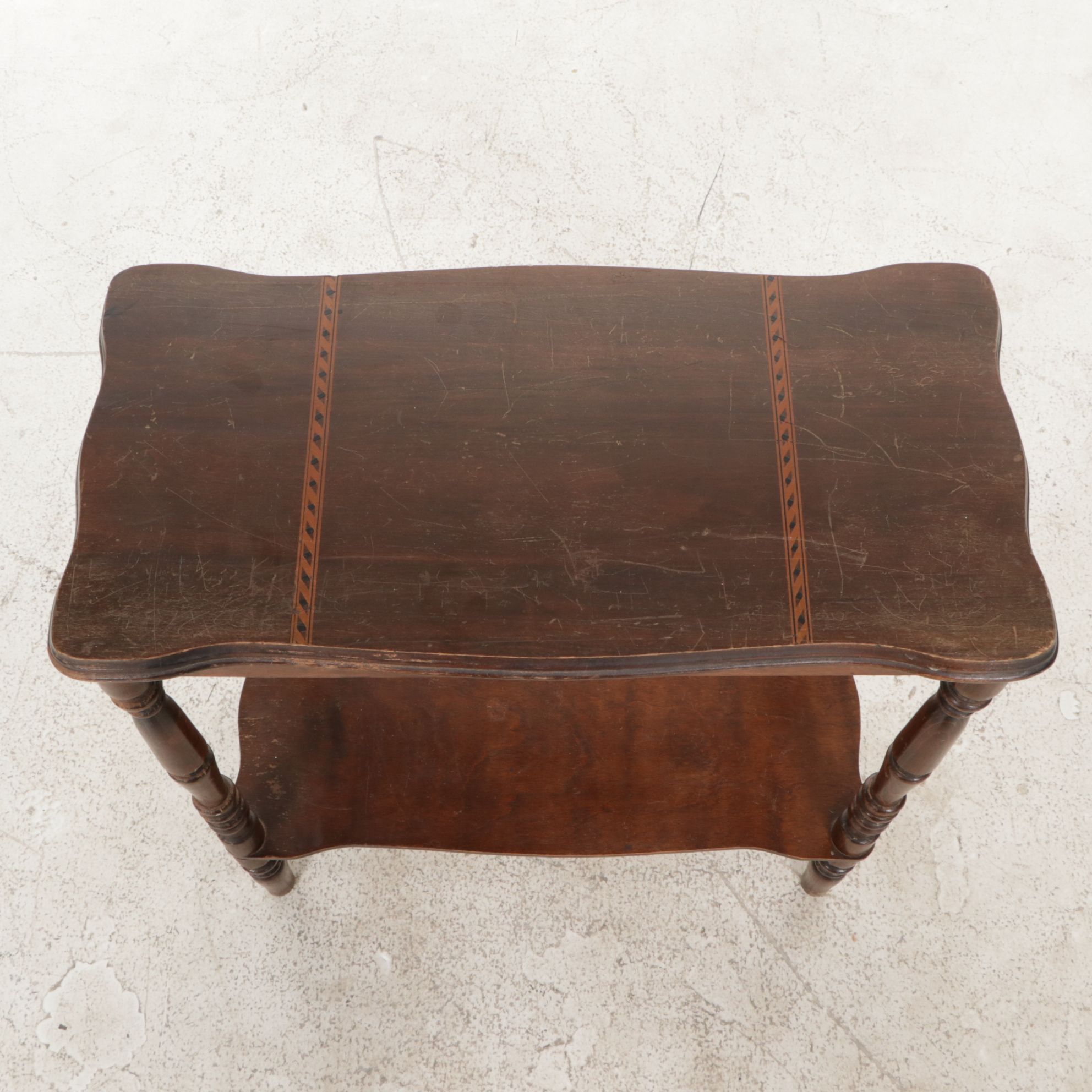 Wooden Spindle Legged Two-Tier Console Table