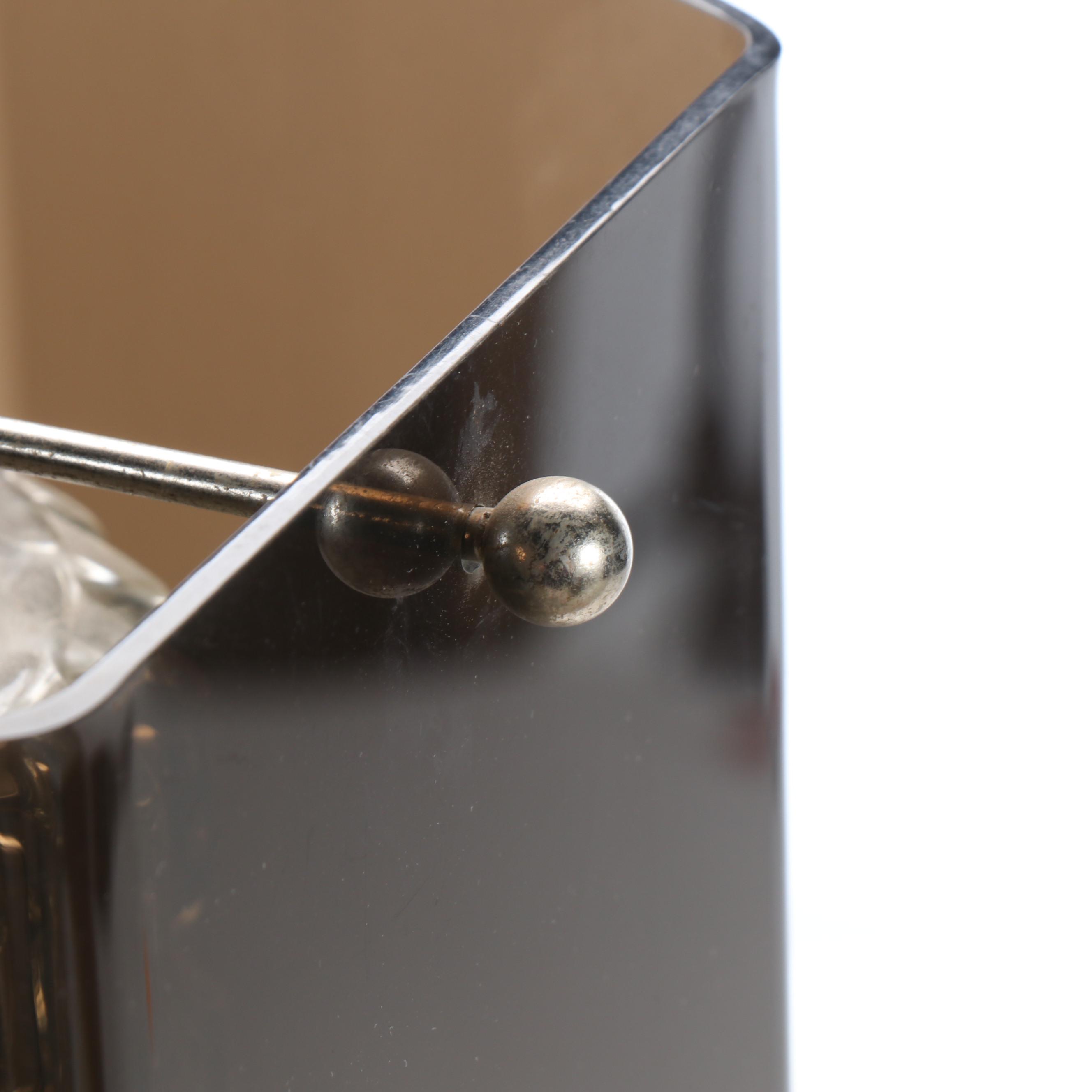 MCM Smoke Acrylic Hexagon Shield with Cubist Glass Pendant Swag Light