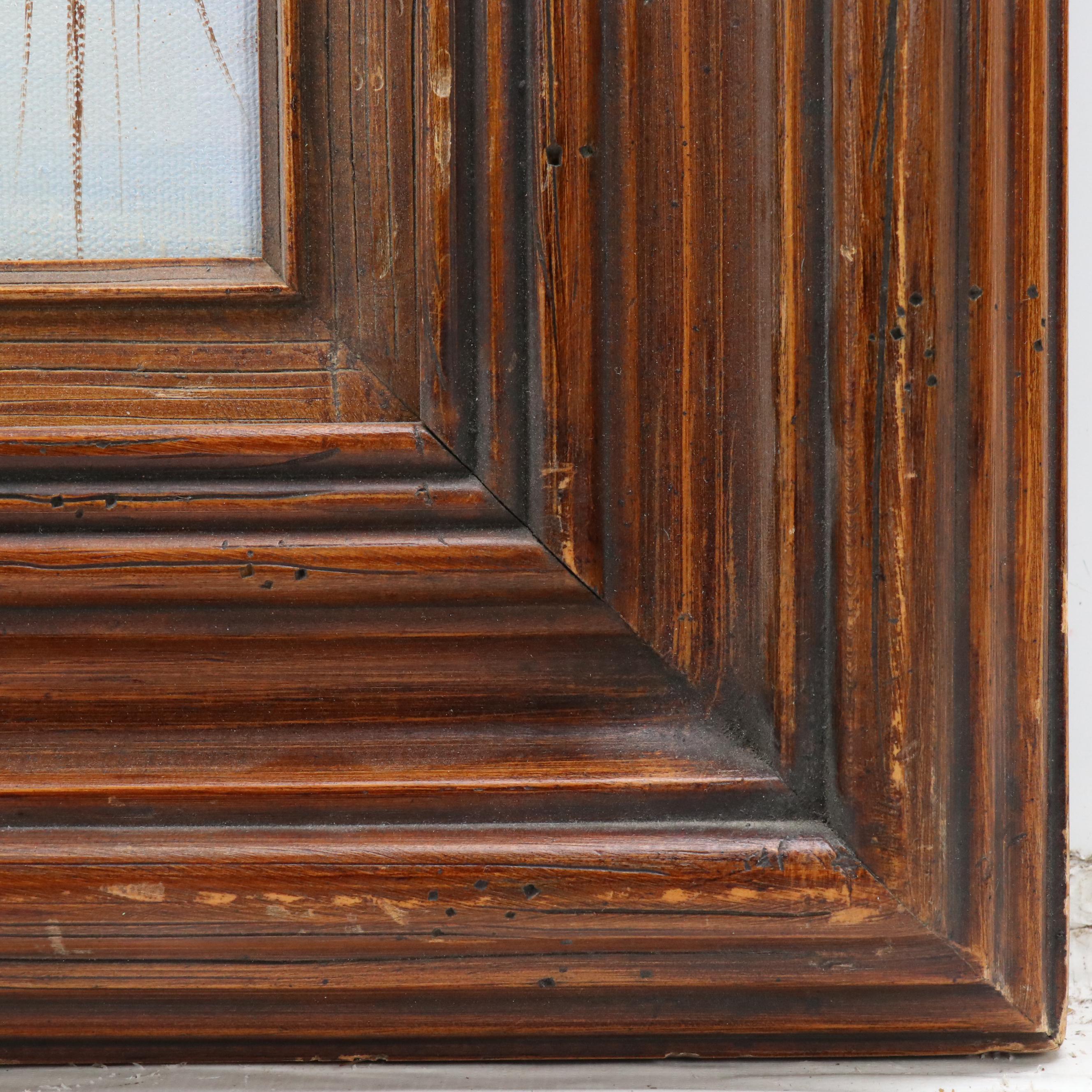 Genny B. Oil Painting of Duck Flying Over Marsh Landscape