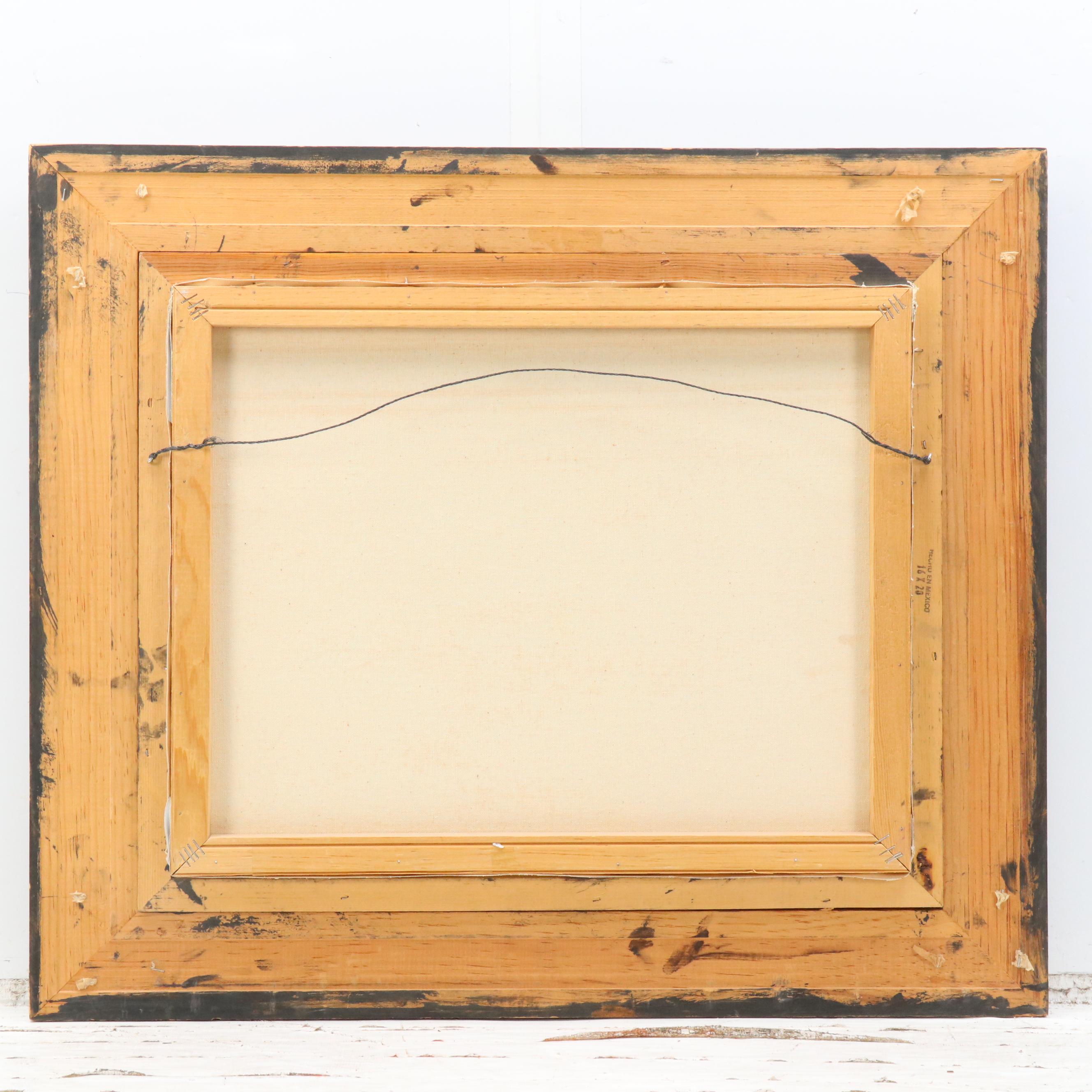 Genny B. Oil Painting of Duck Flying Over Marsh Landscape