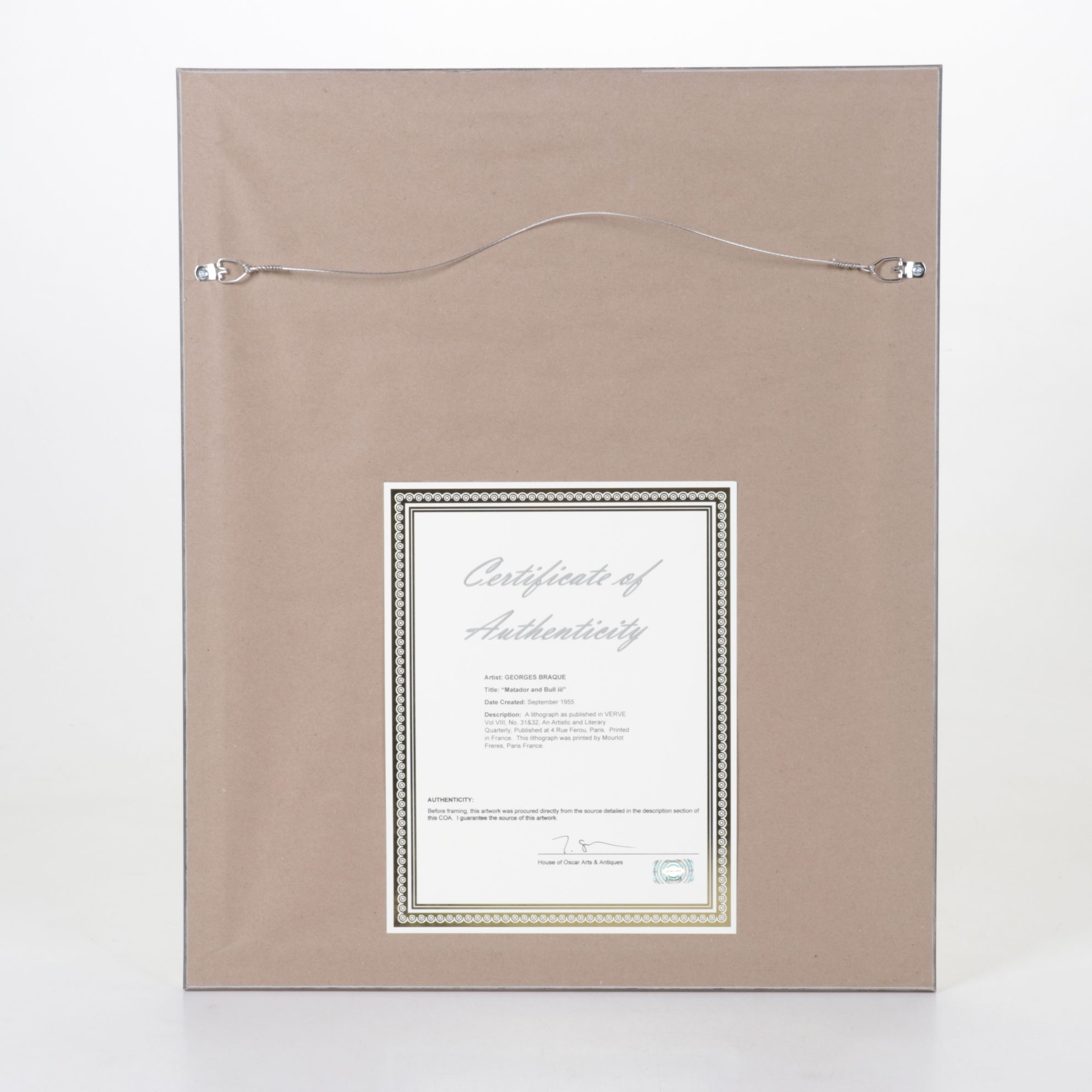 Color Lithograph After Georges Braque "Matador and Bull III", 1955