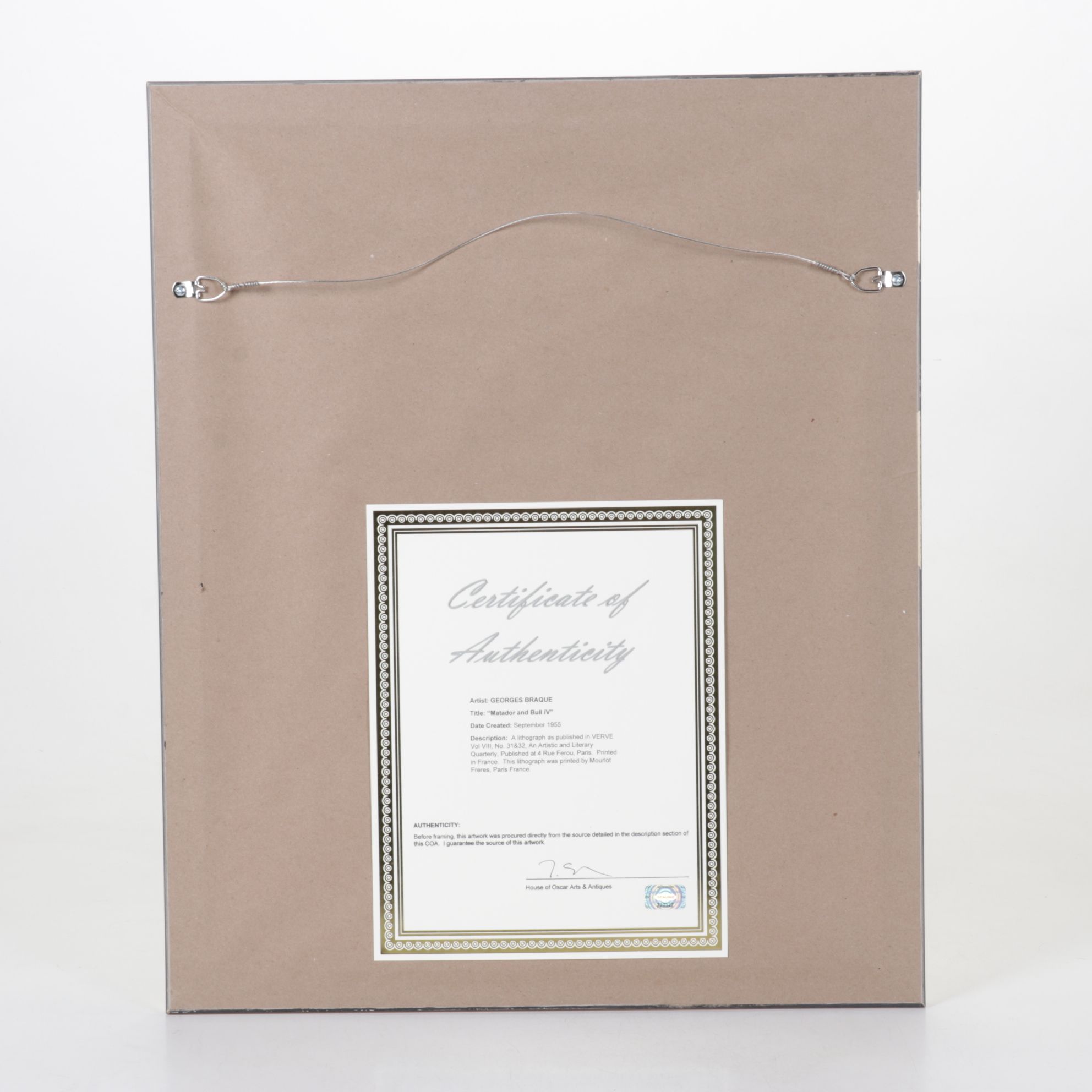 Color Lithograph After Georges Braque "Matador and Bull IV", 1955