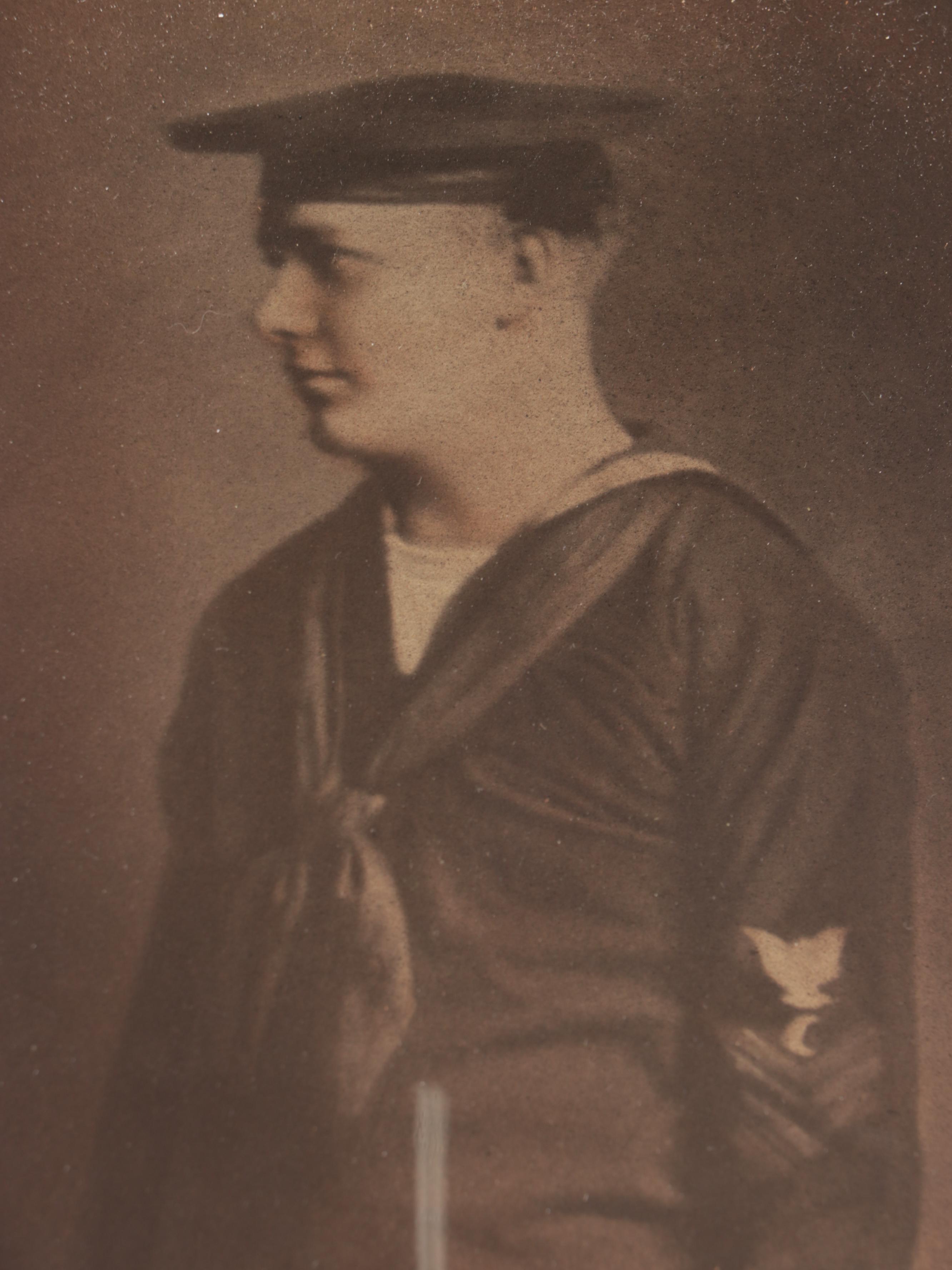 Portrait Photogravure of Man in Navy Uniform with Frame