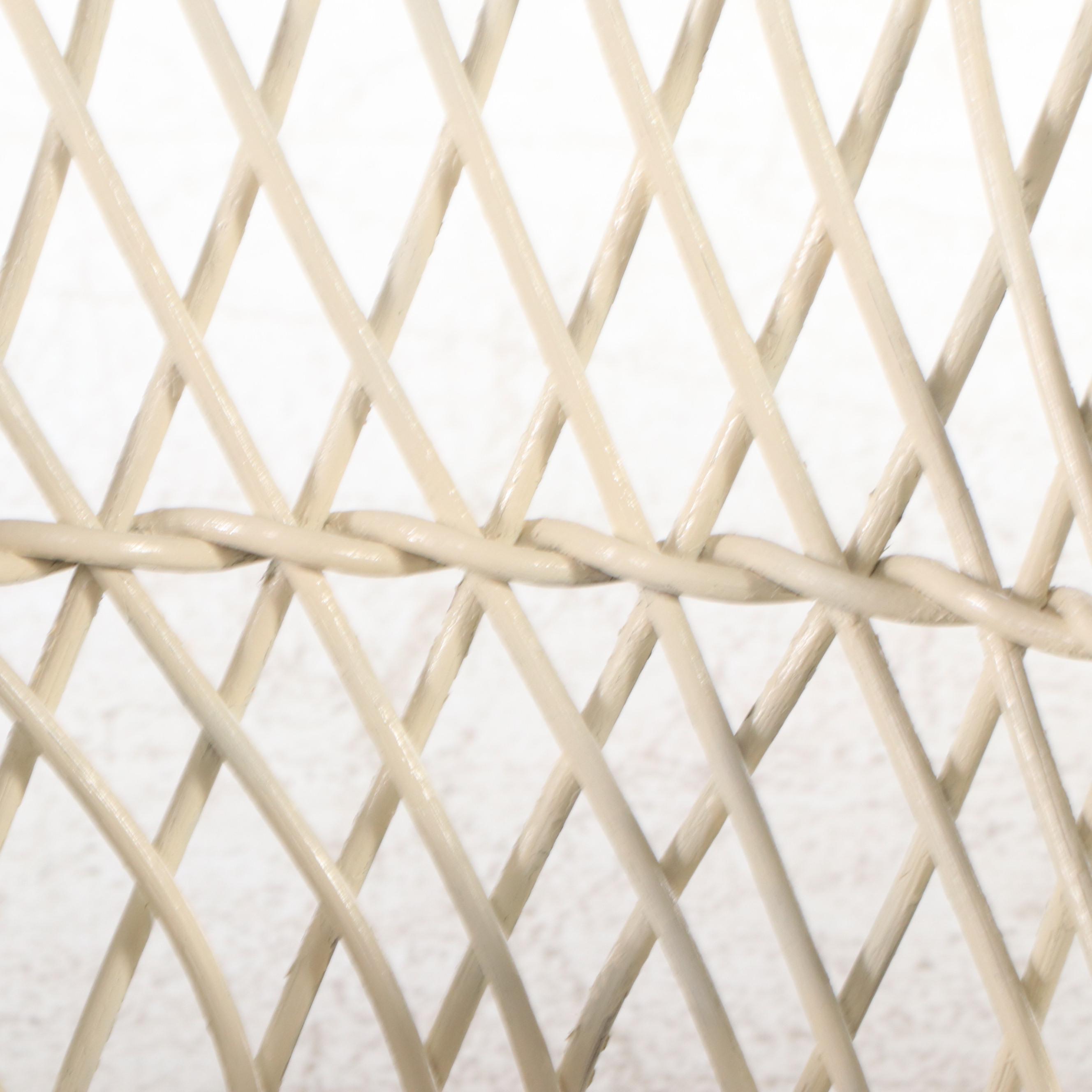 White-Painted Wicker Rattan Armchair, 20th Century