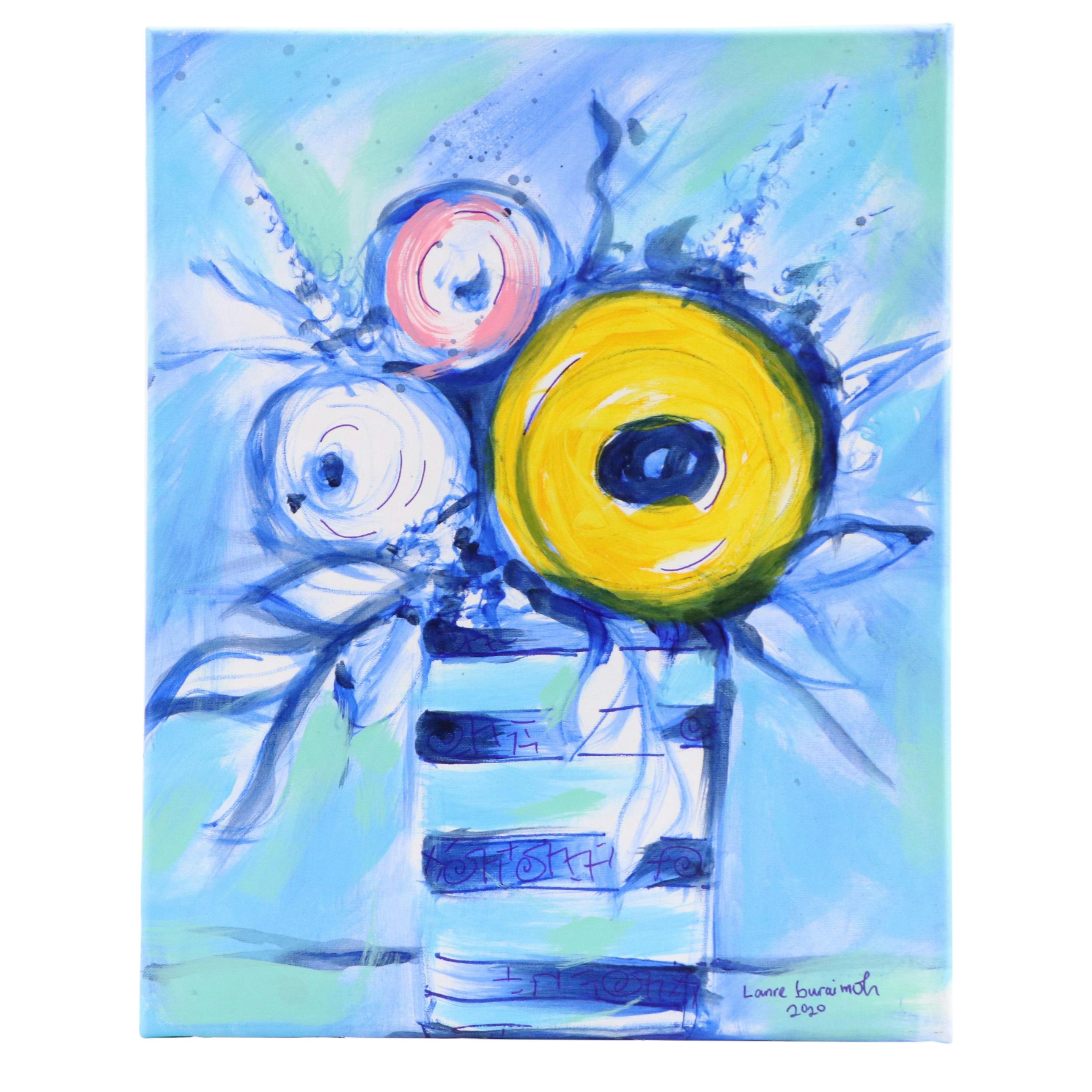 Lanre Buraimoh Floral Still Life Acrylic Painting, 2020