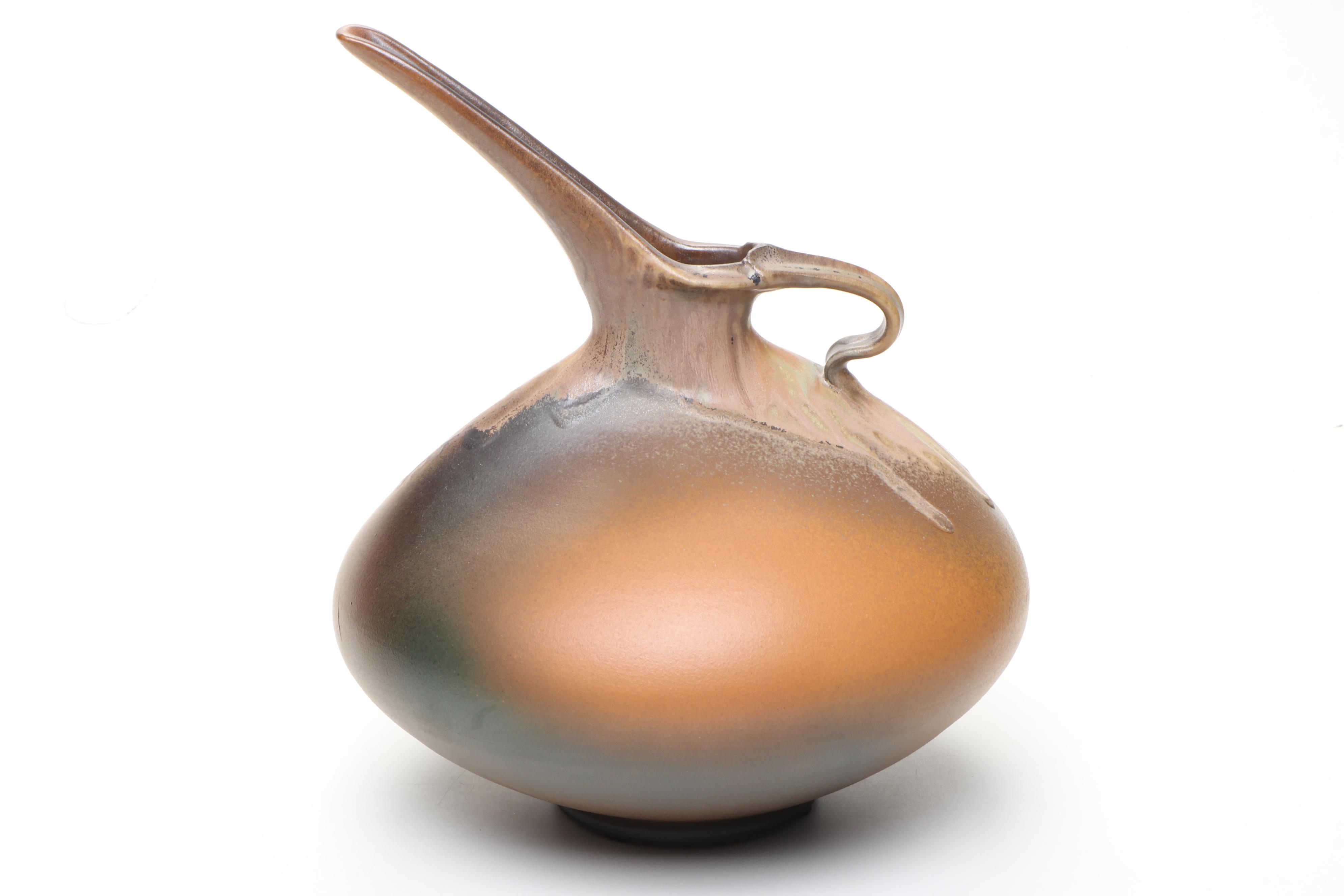 Artist Signed Art Pottery Ewer, Vase, and Bowl