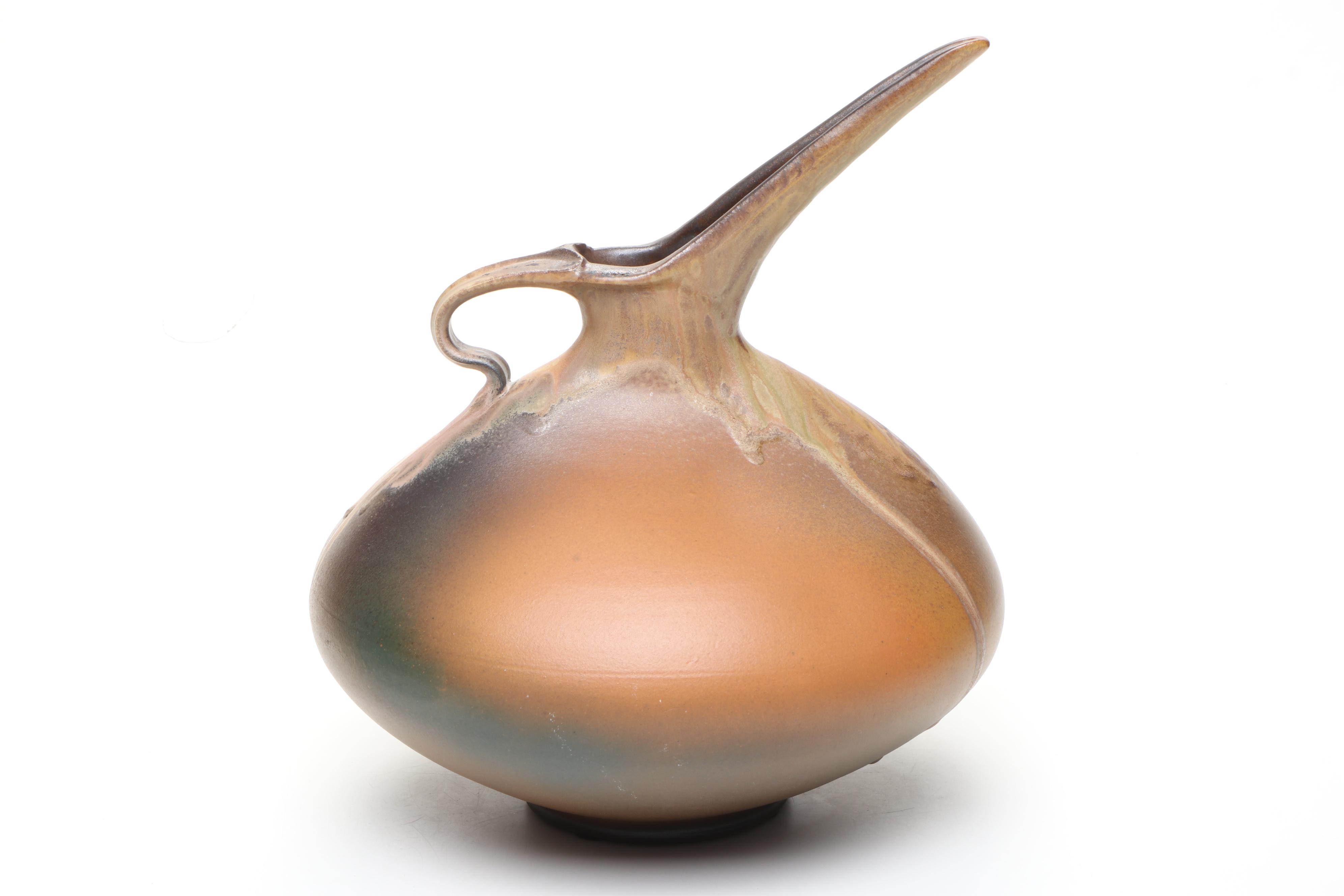 Artist Signed Art Pottery Ewer, Vase, and Bowl