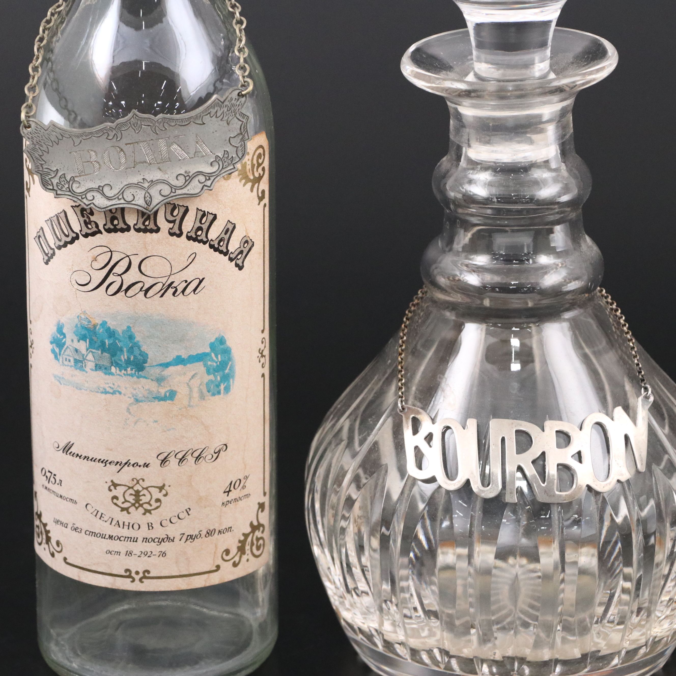 Stieff Pewter with Other Decanter Tags and Barware, Mid to Late 20th Century