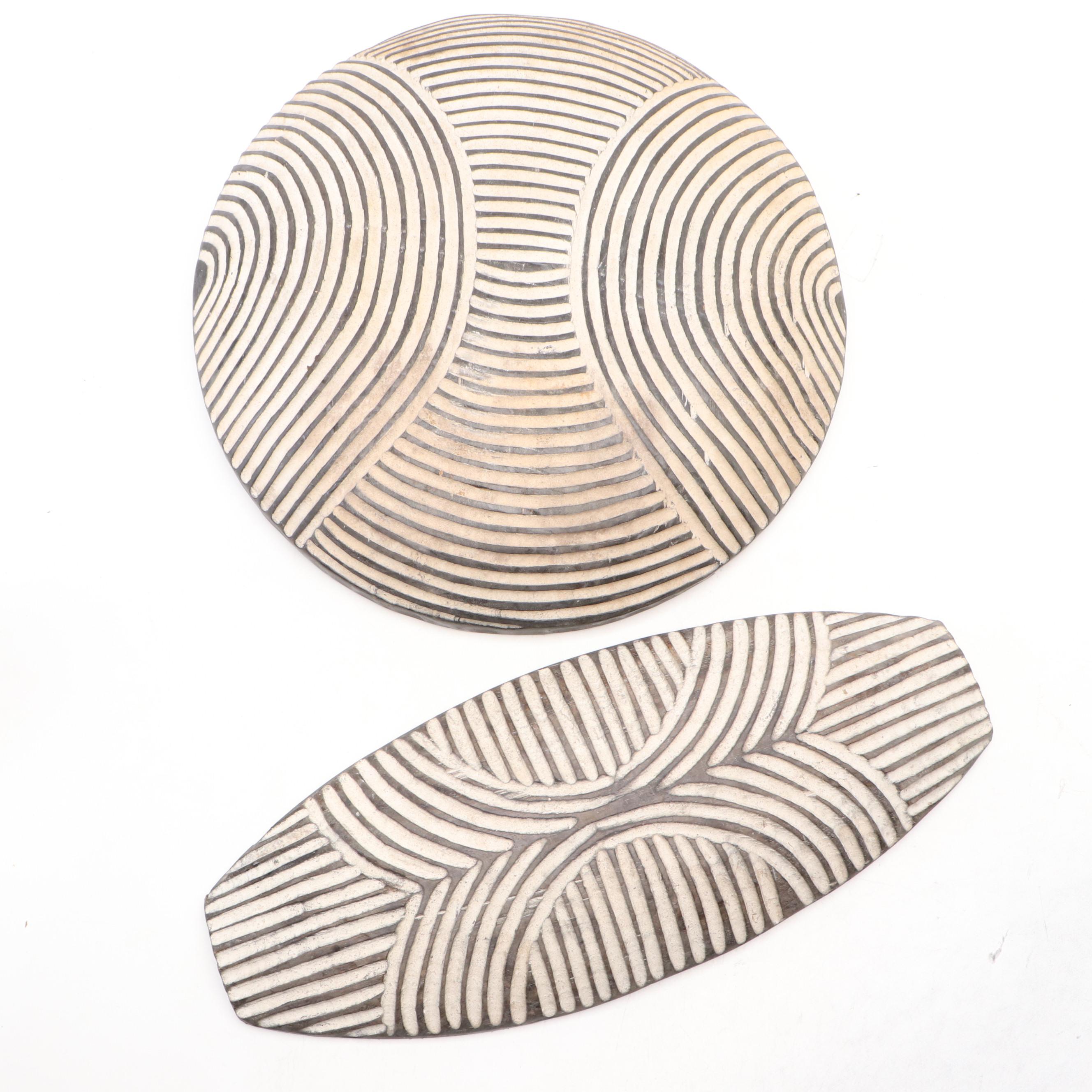 Cameroon Tikar Peoples Carved and Pigmented Wood Shields