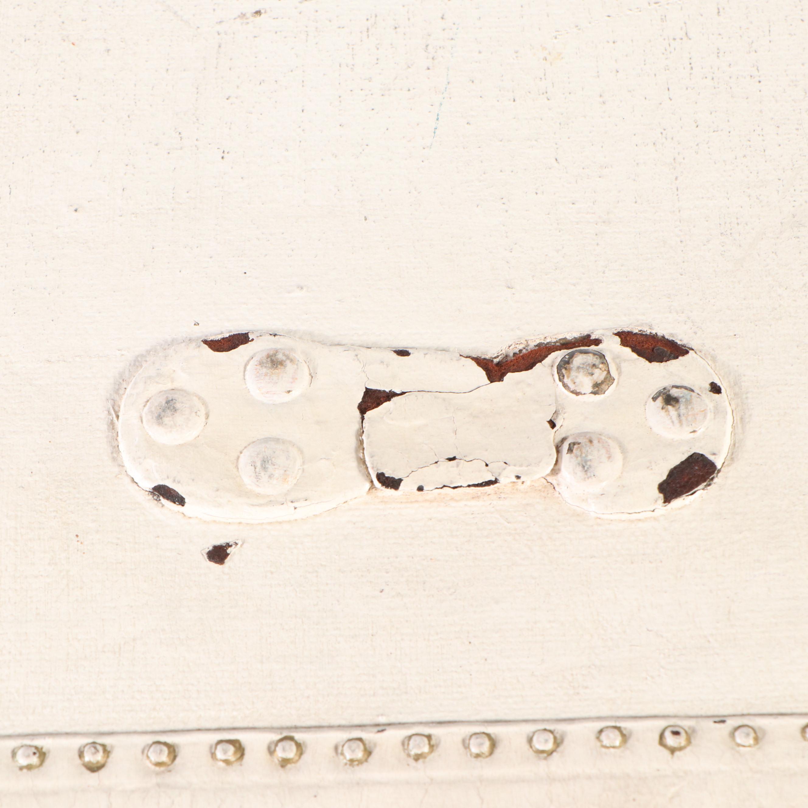 Cream Painted Leather-Bound Trunk, Early 20th Century