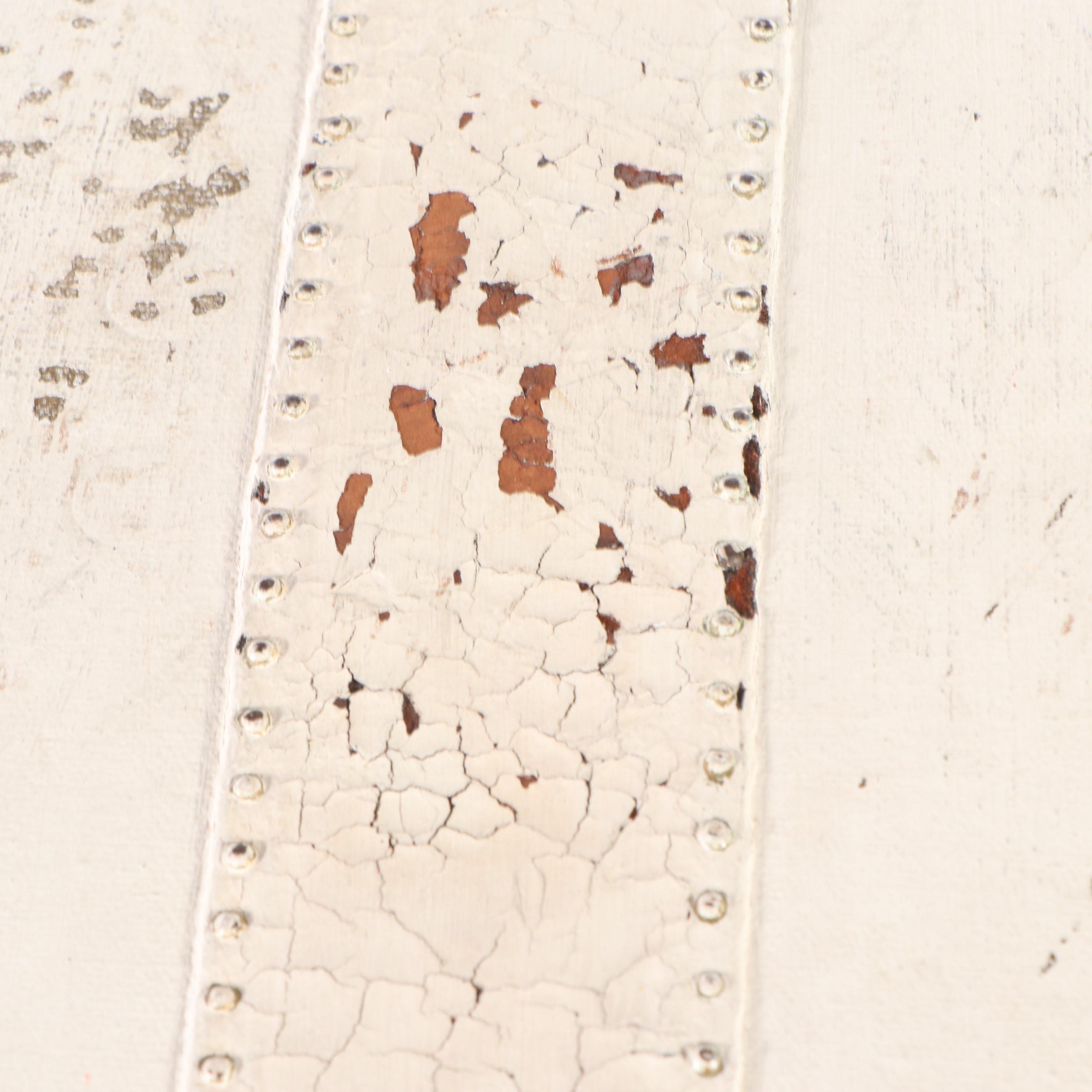 Cream Painted Leather-Bound Trunk, Early 20th Century