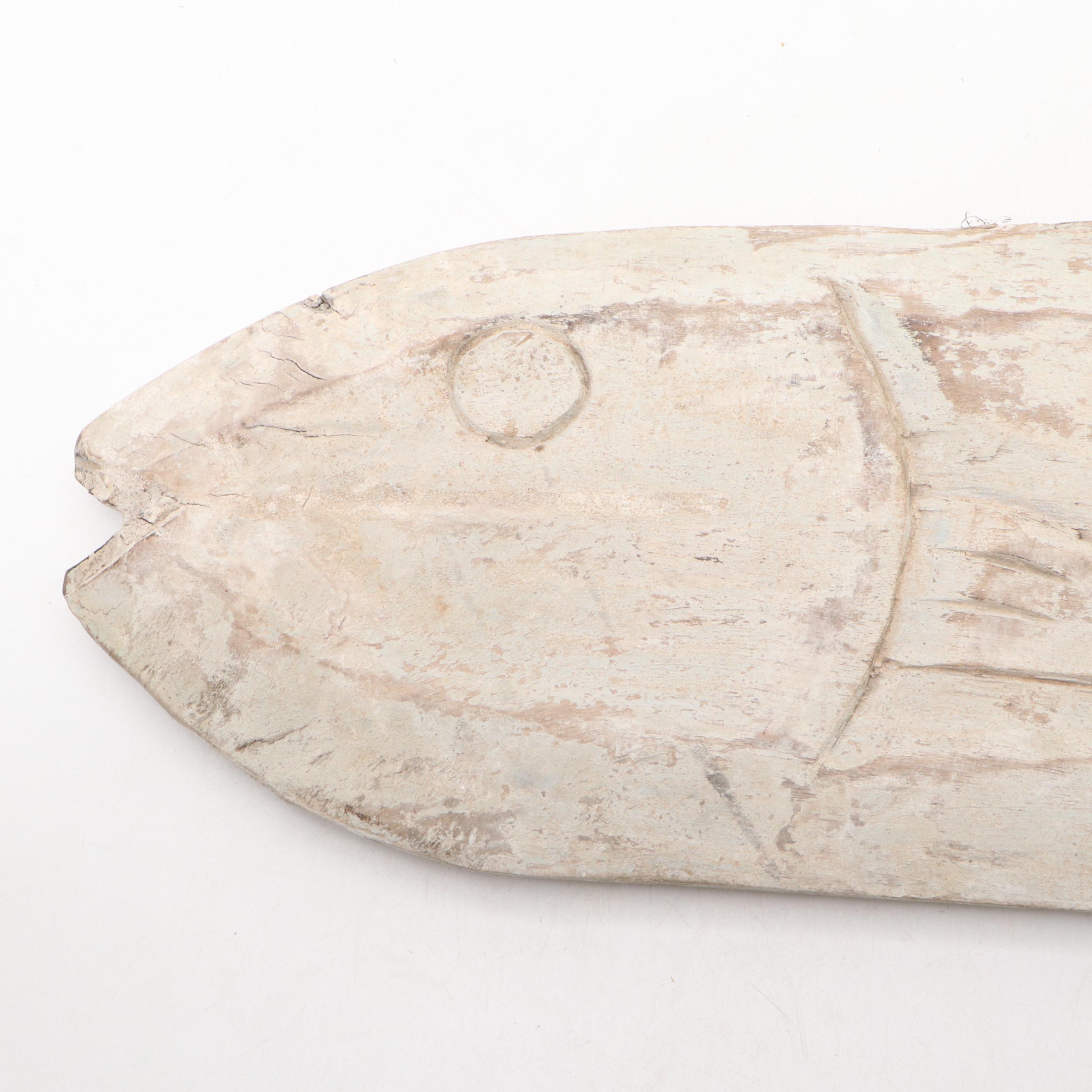 Indonesian Hand-Carved Painted Wood Fish Wall Décor