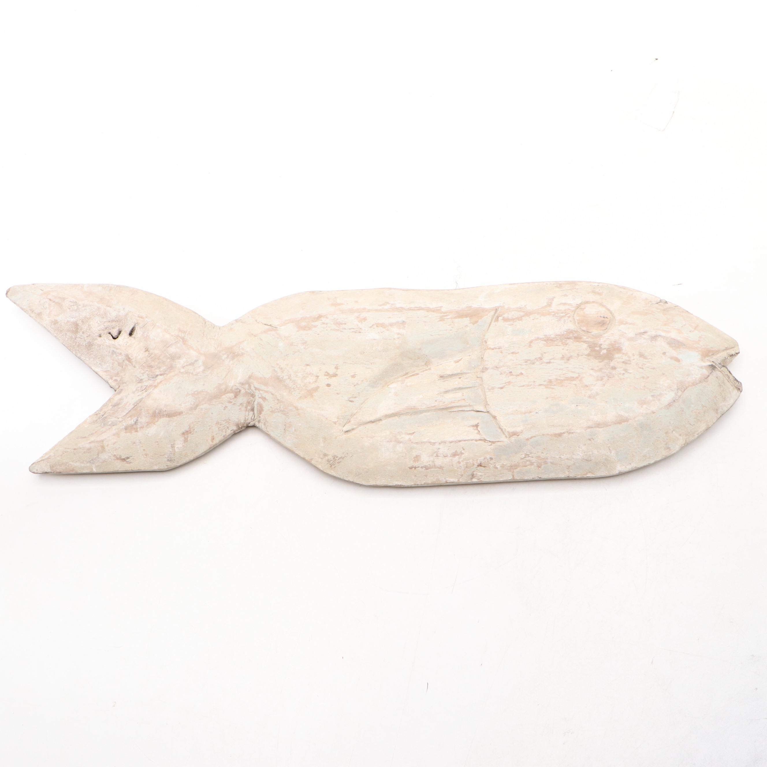 Indonesian Hand-Carved Painted Wood Fish Wall Décor