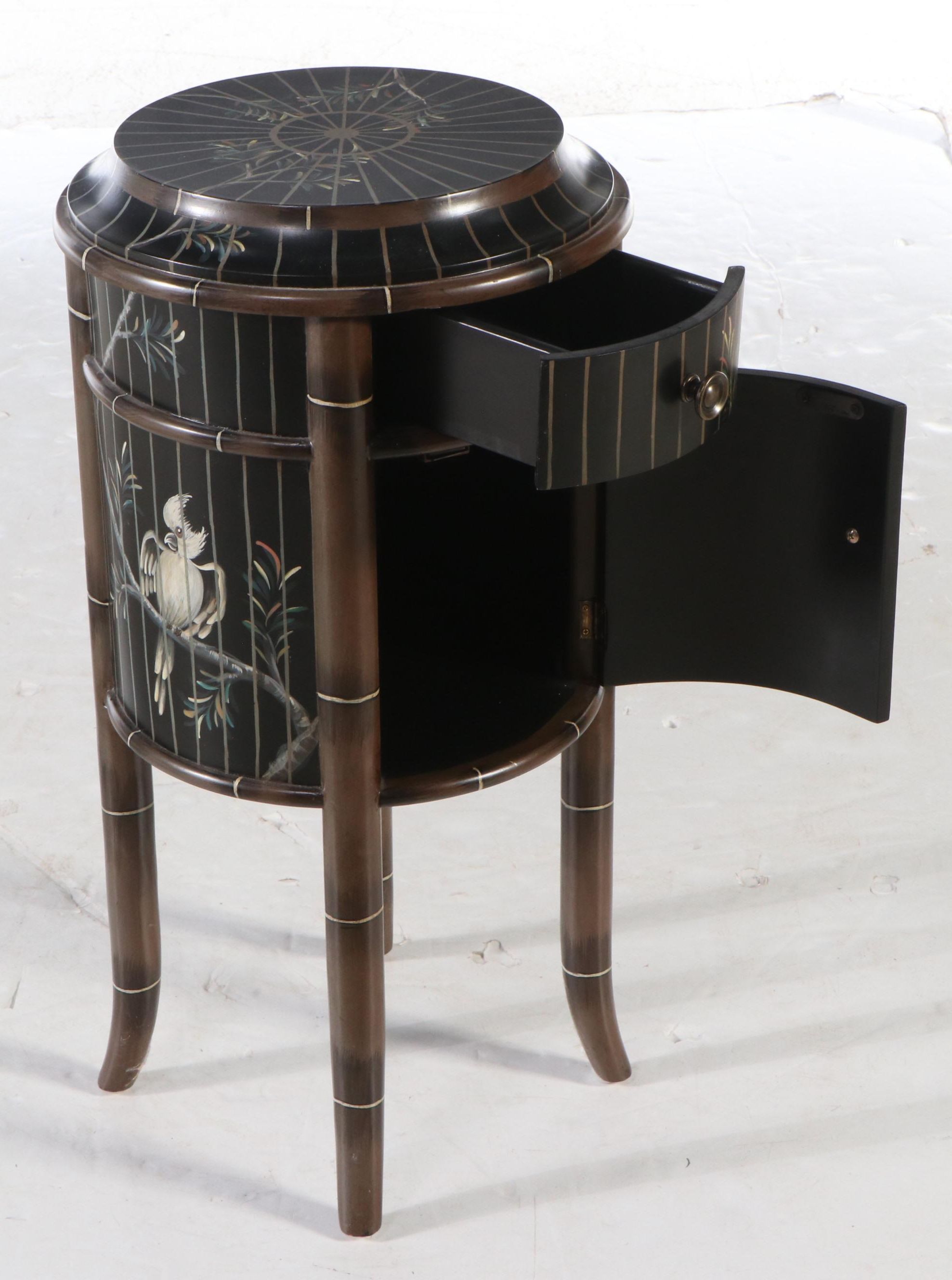 Chinoiserie Paint-Decorated Trompe-l'œil Birdcage Side Table