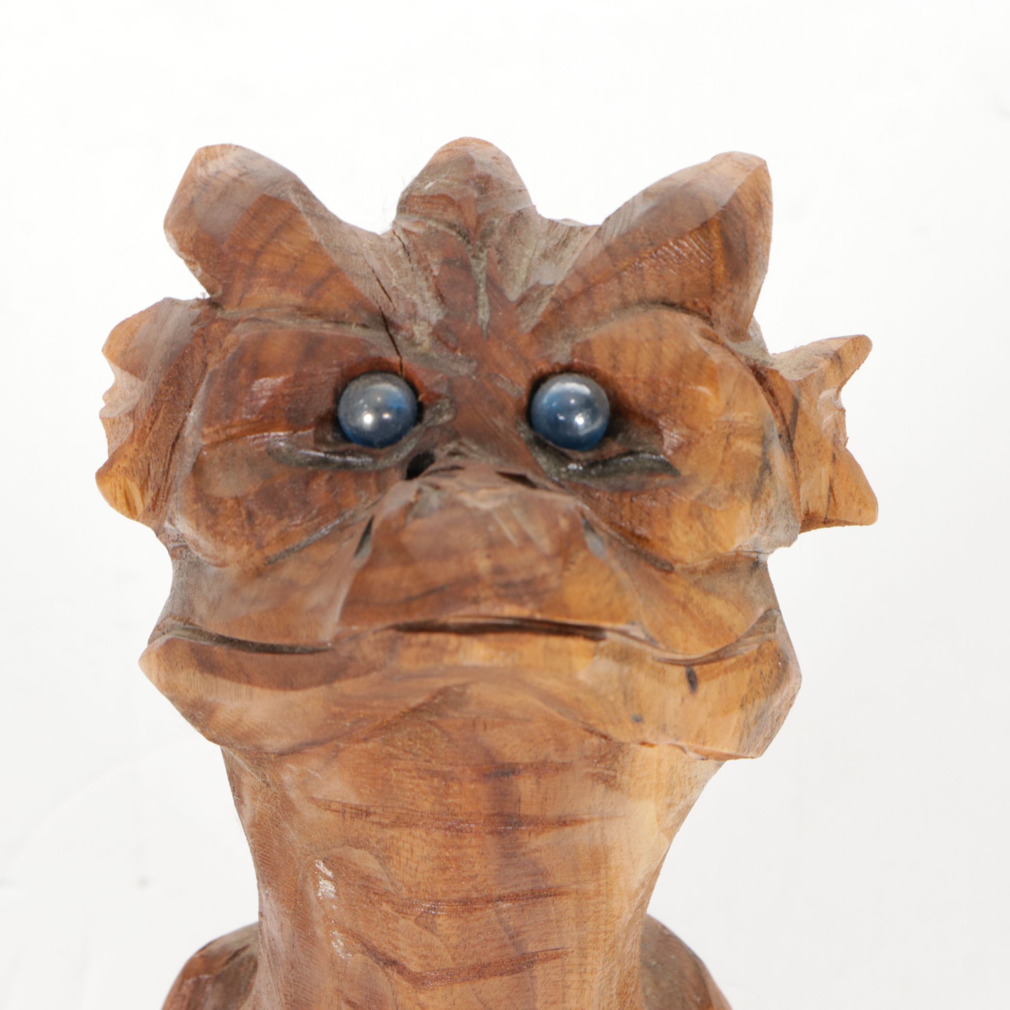 Small Chainsaw Sculpture Wooden Begging Dragon