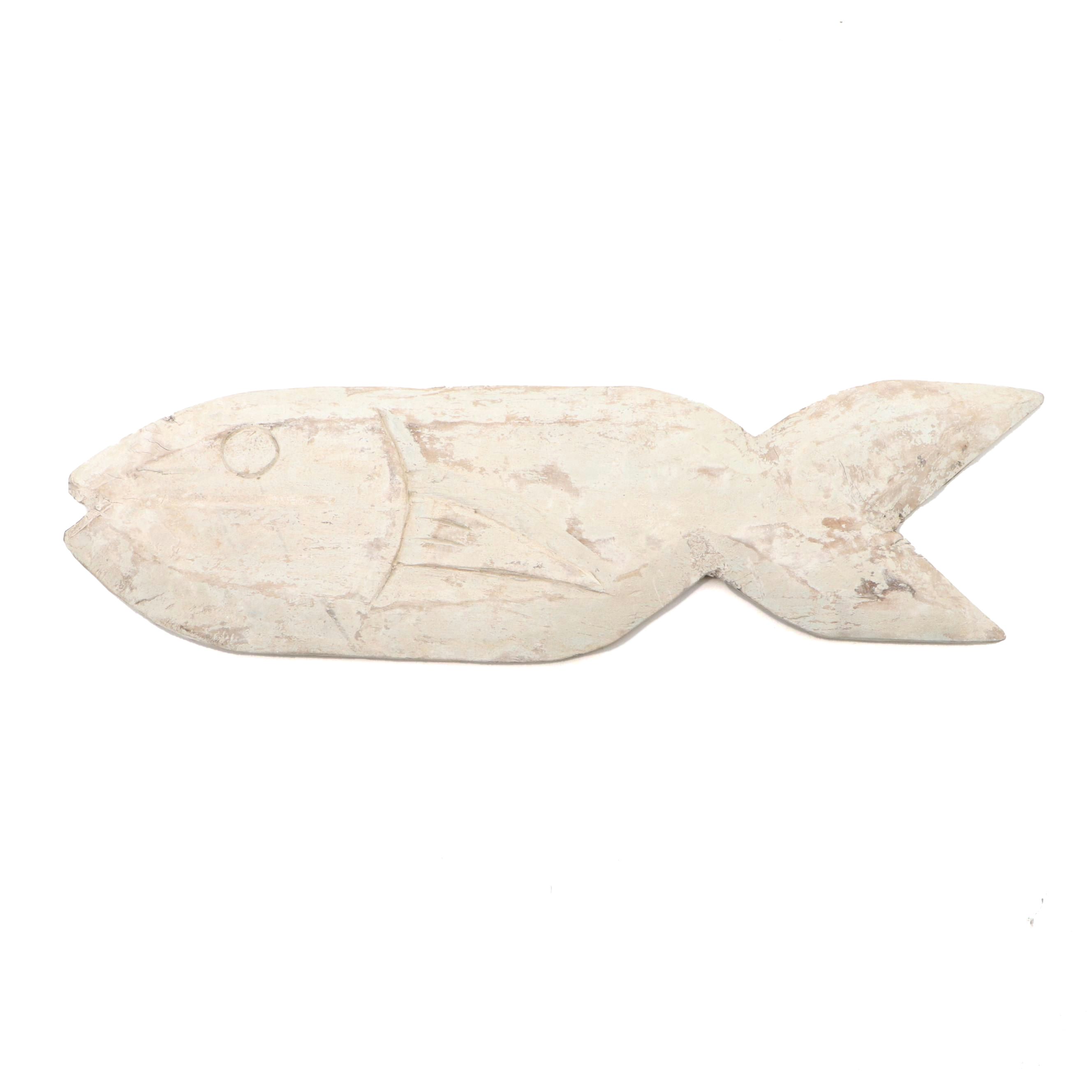 Indonesian Hand-Carved Painted Wood Fish Wall Décor
