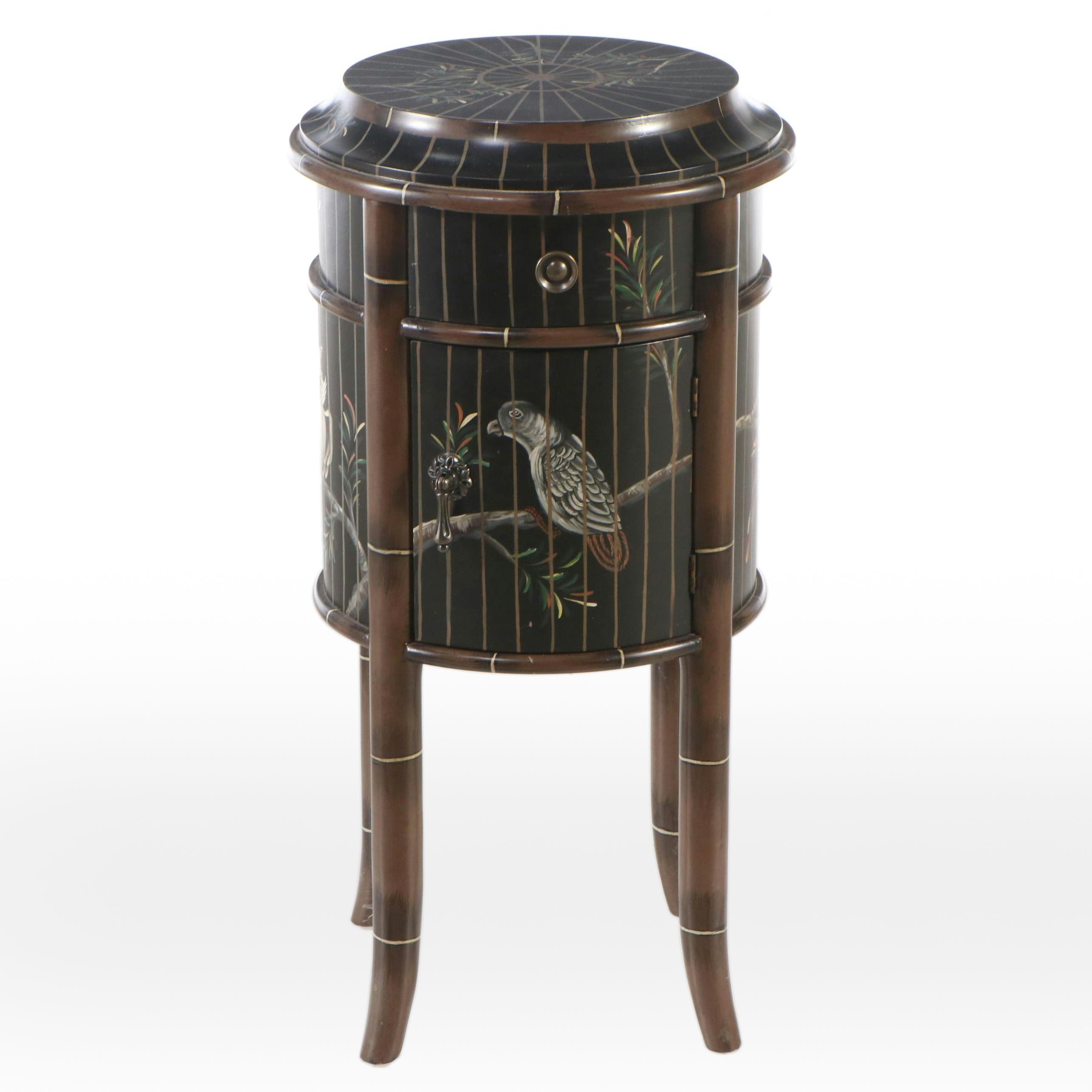 Chinoiserie Paint-Decorated Trompe-l'œil Birdcage Side Table