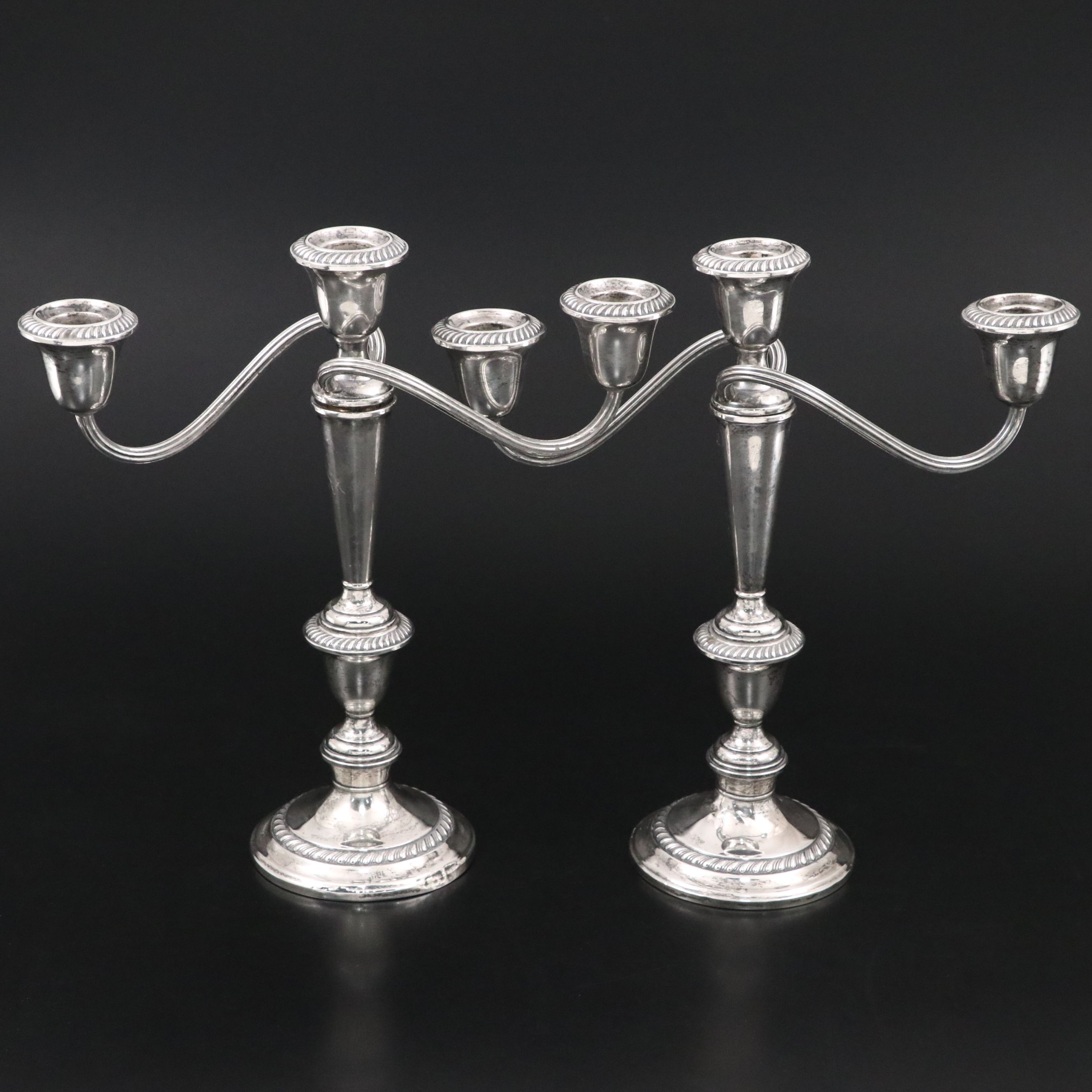 Gorham "Cambridge" Weighted Sterling Silver Three-Light Candelabra