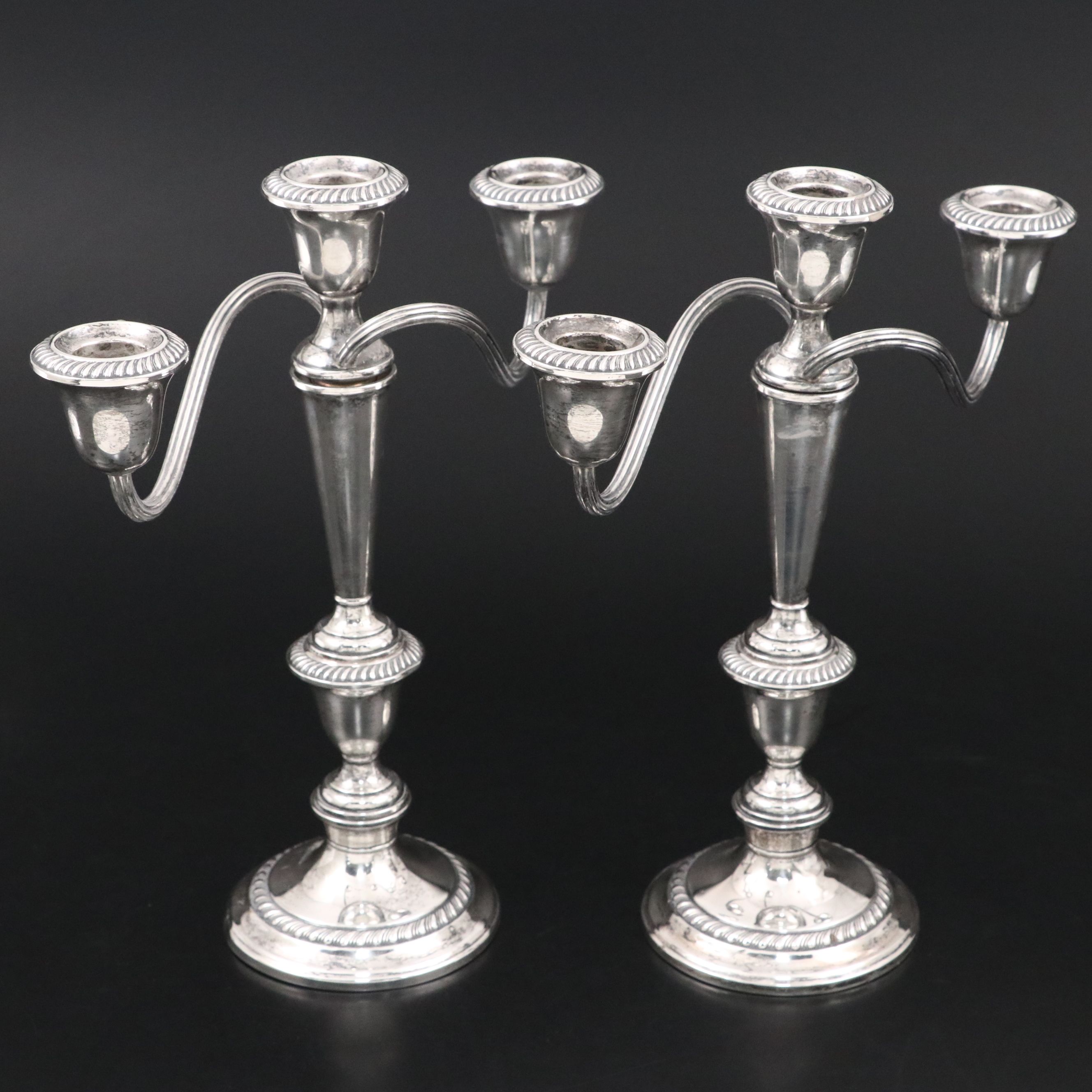 Gorham "Cambridge" Weighted Sterling Silver Three-Light Candelabra