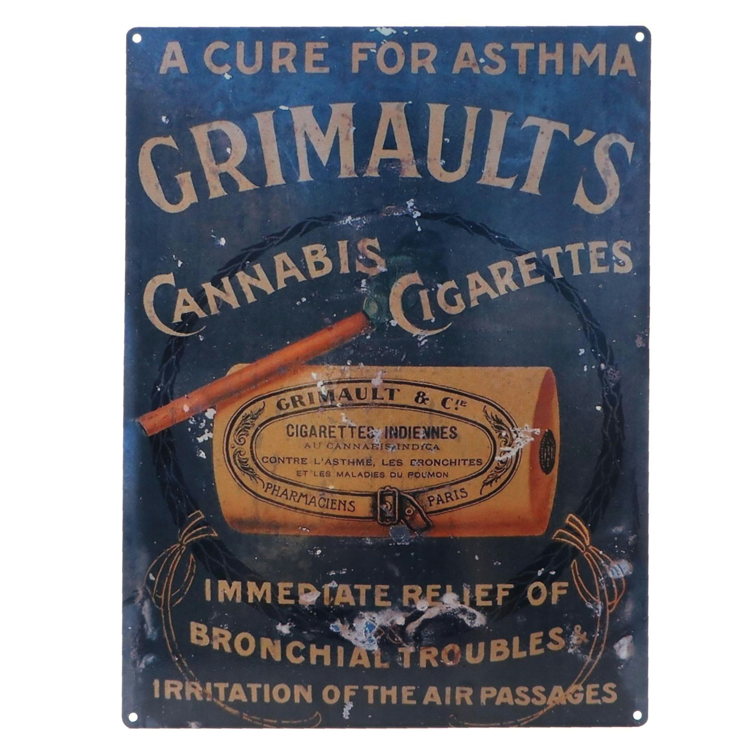 Reproduction "Grimault's Cannabis Cigarettes" Metal Sign
