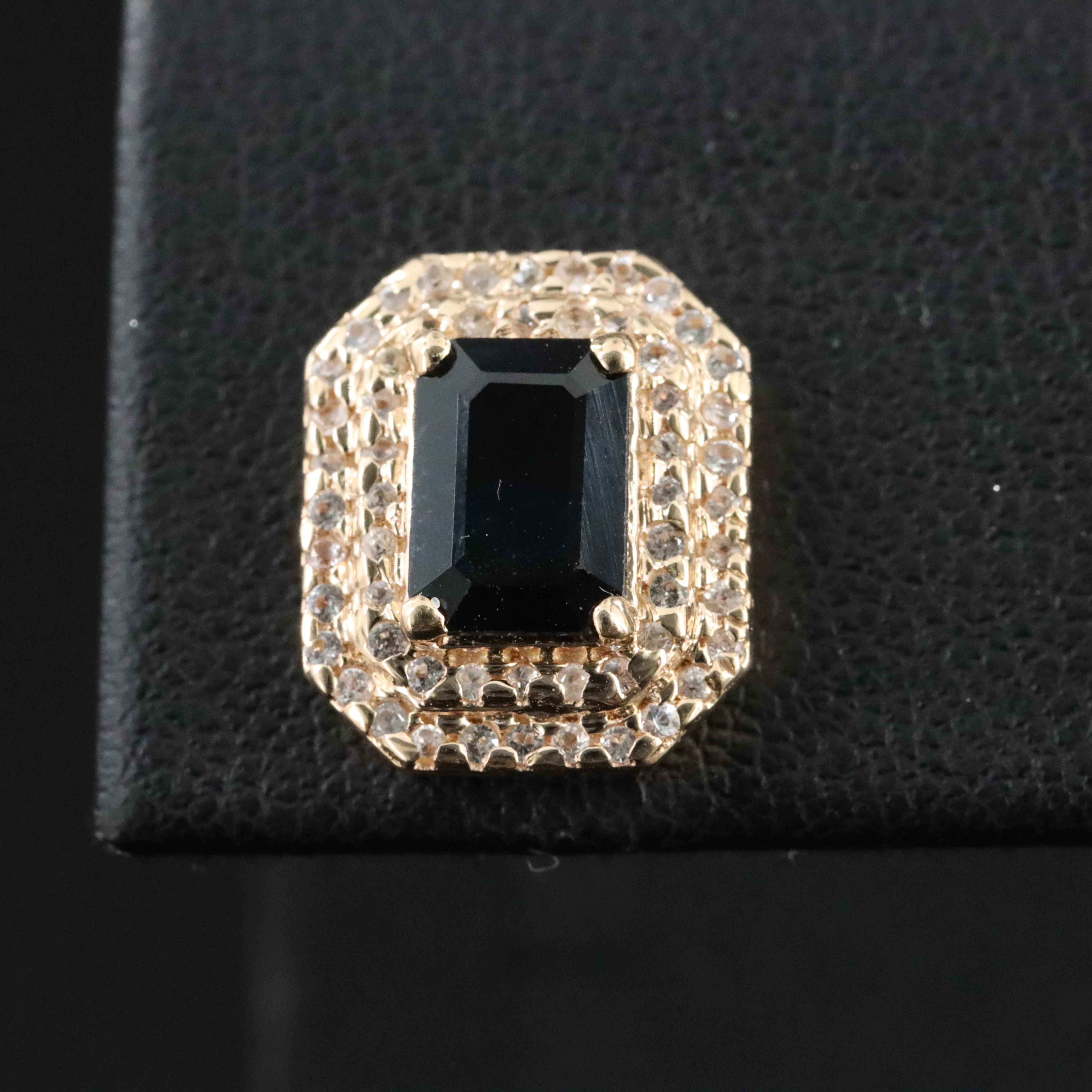 14K Sapphire and White Topaz Earrings