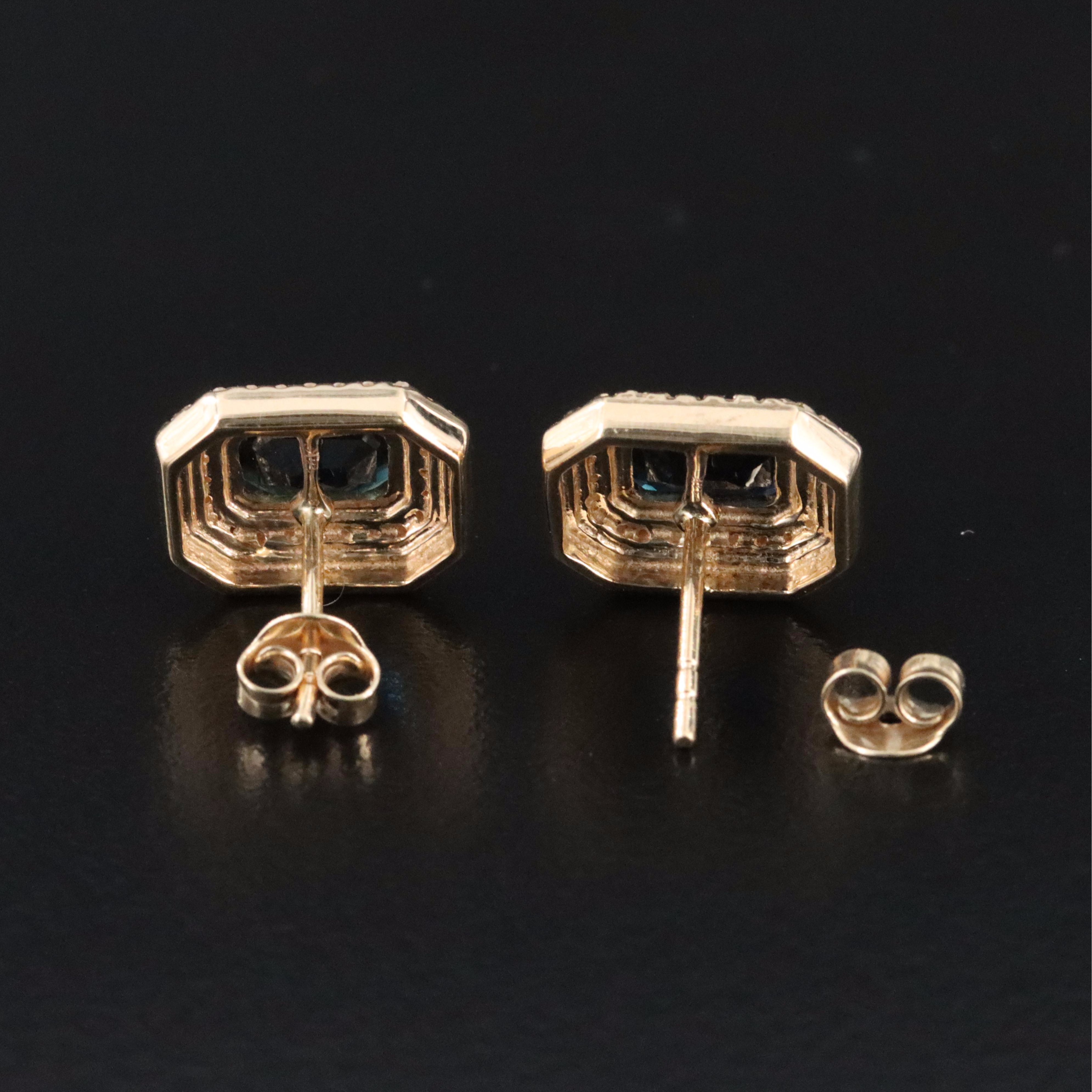 14K Sapphire and White Topaz Earrings