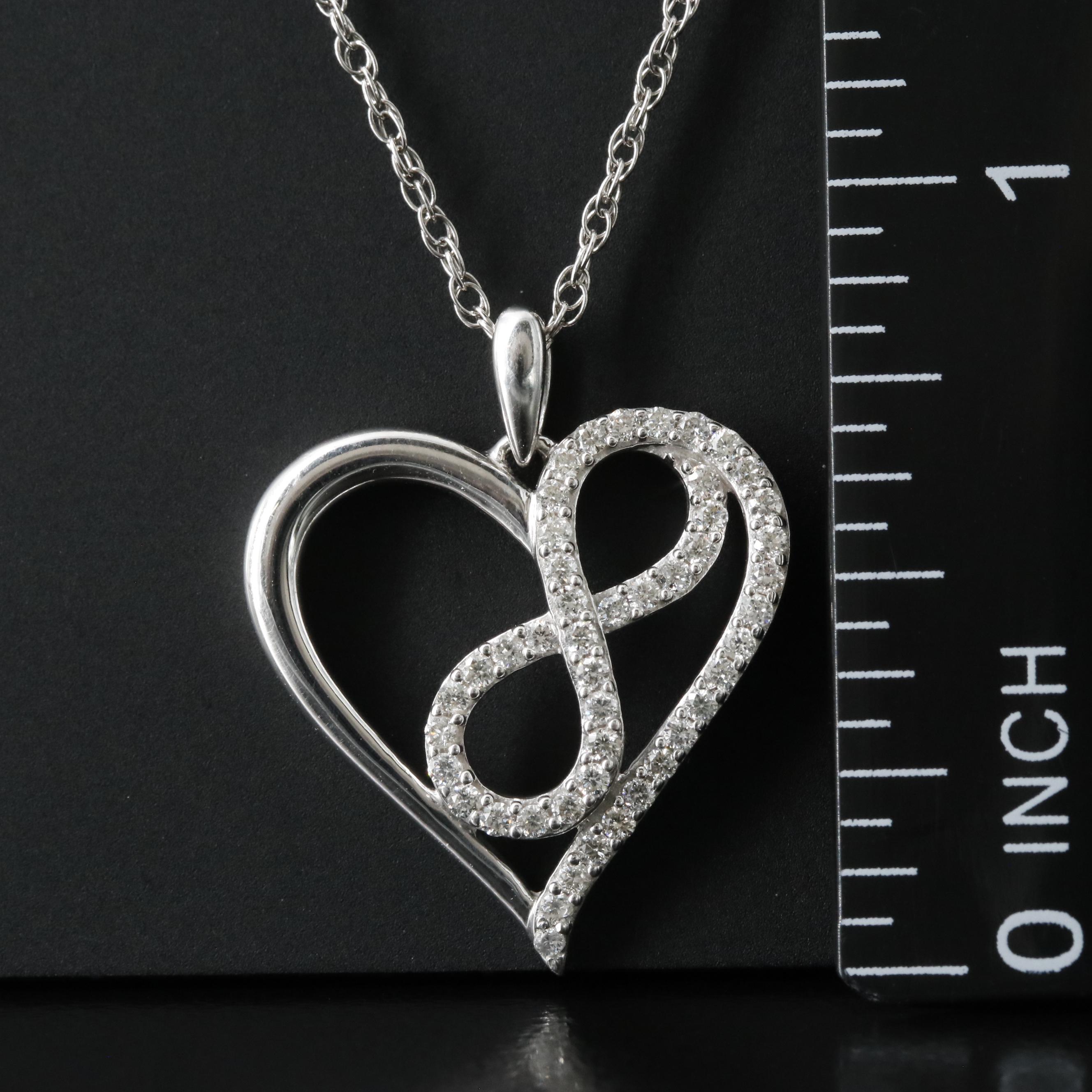 Sterling Diamond Infinity Heart Pendant Necklace