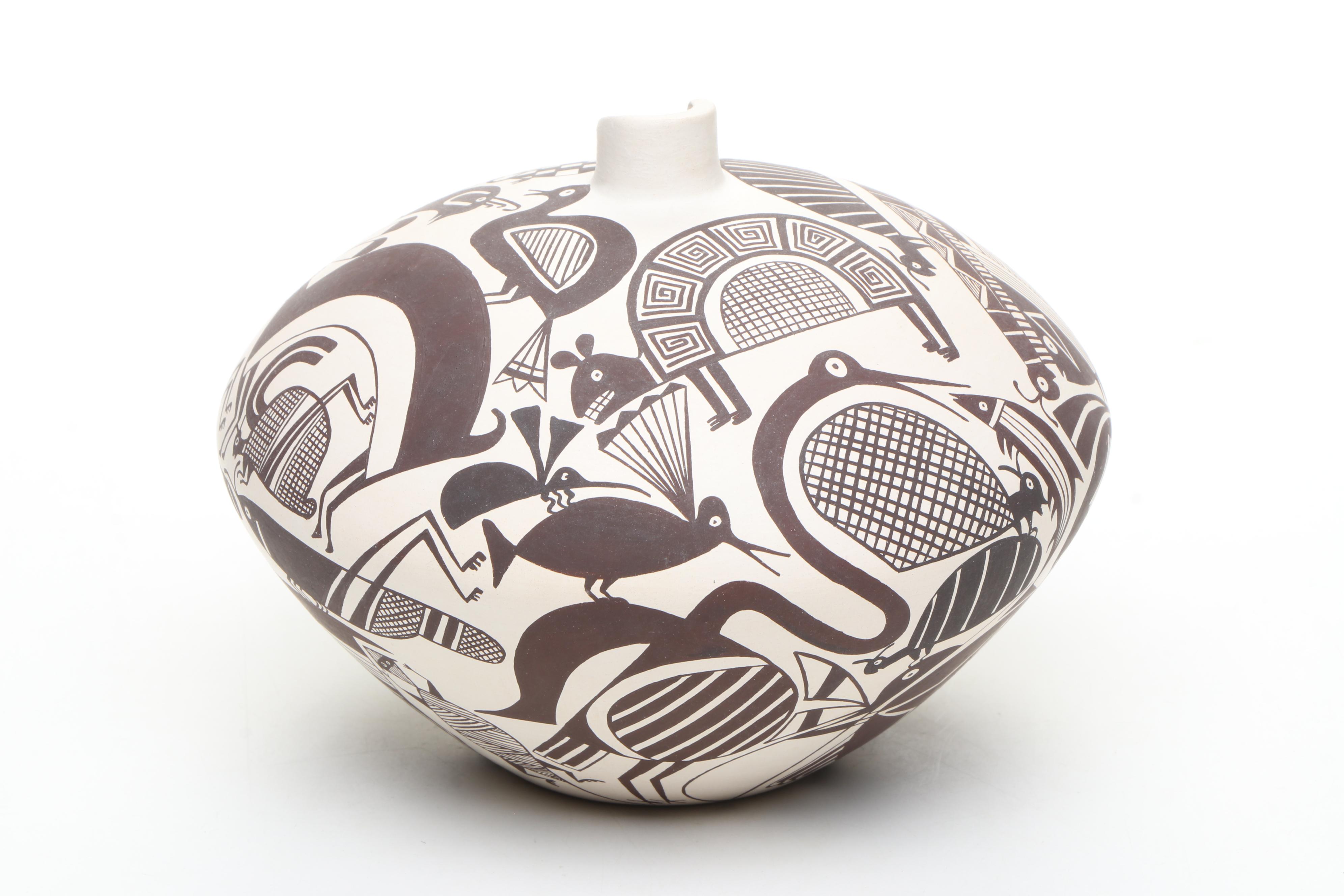 Jolene Cerno Acoma Pueblo Ceramic Mimbres Bud Vase