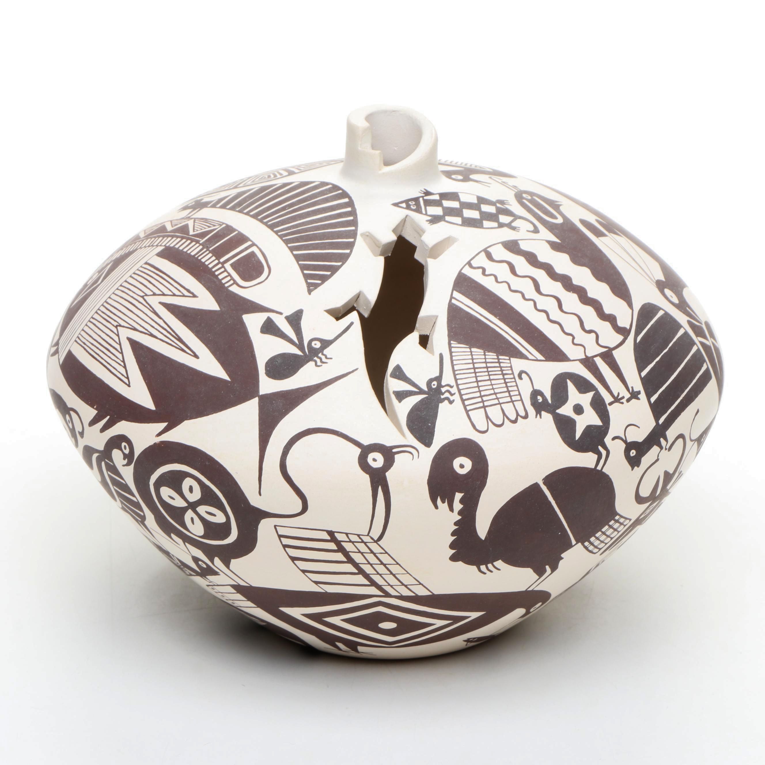 Jolene Cerno Acoma Pueblo Ceramic Mimbres Bud Vase