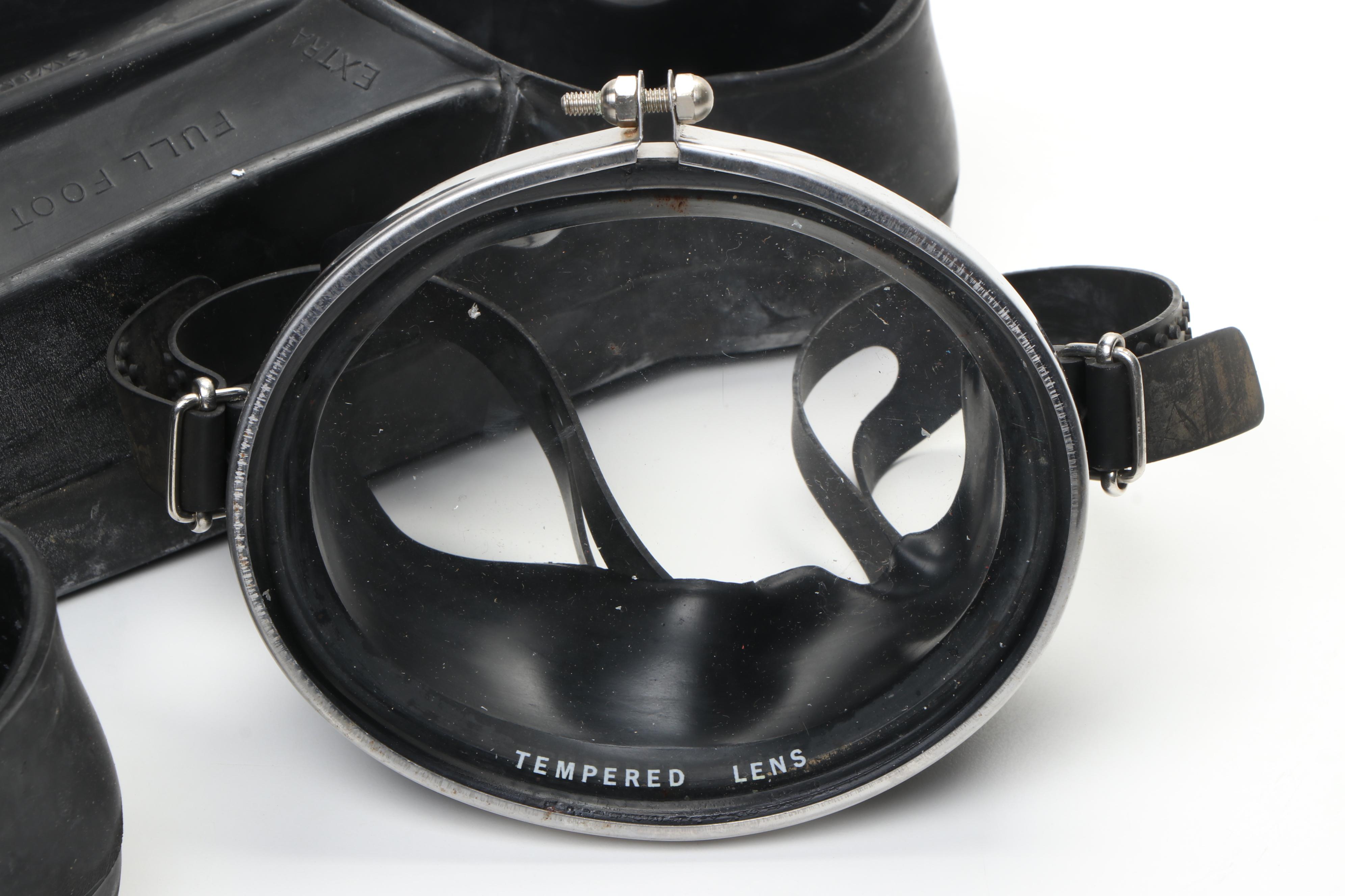 Swimaster "Duck Feet" Diving Fins with Vintage Diving Mask and Snorkel