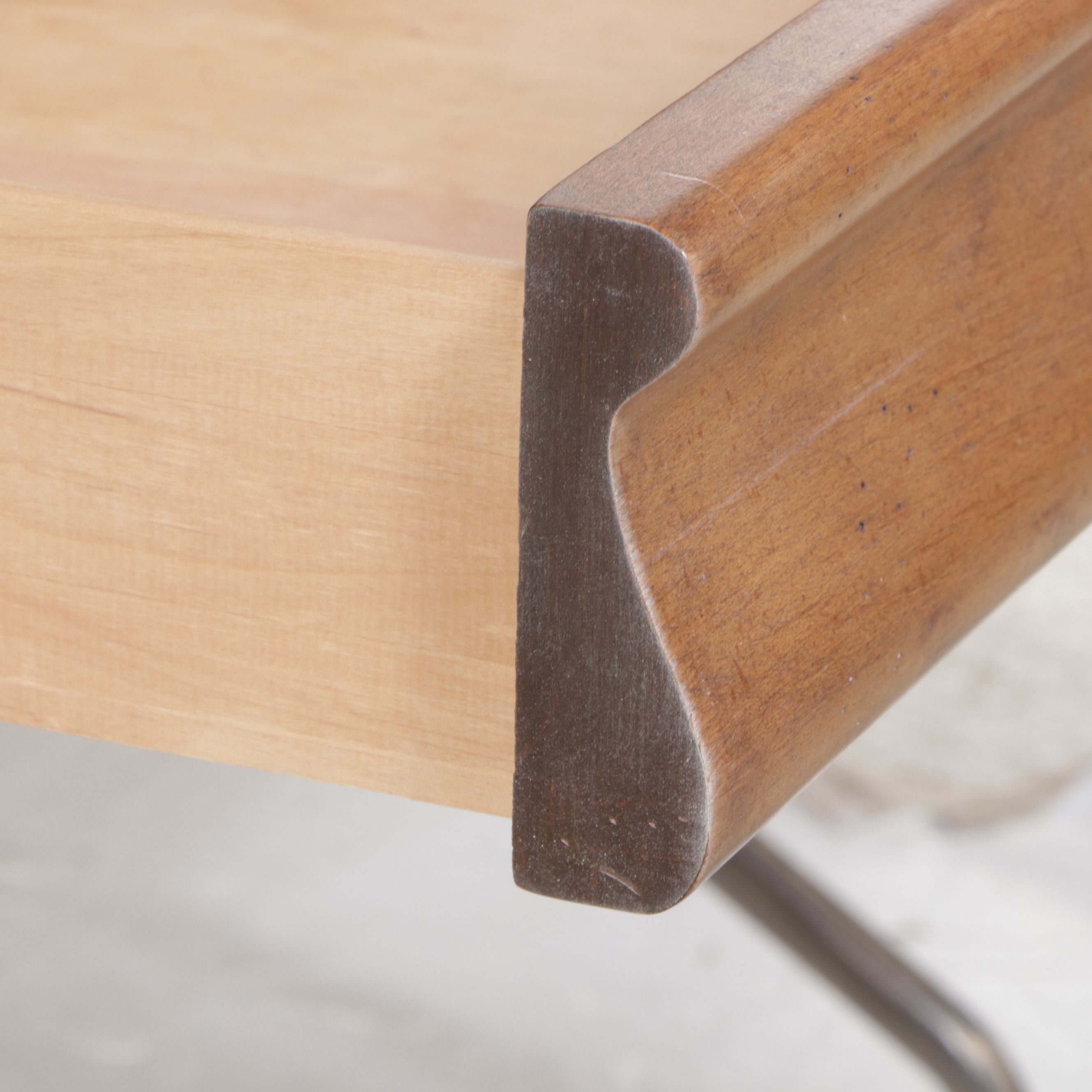 Directoire Style Wood and Metal Writing Table with Oak Armchair