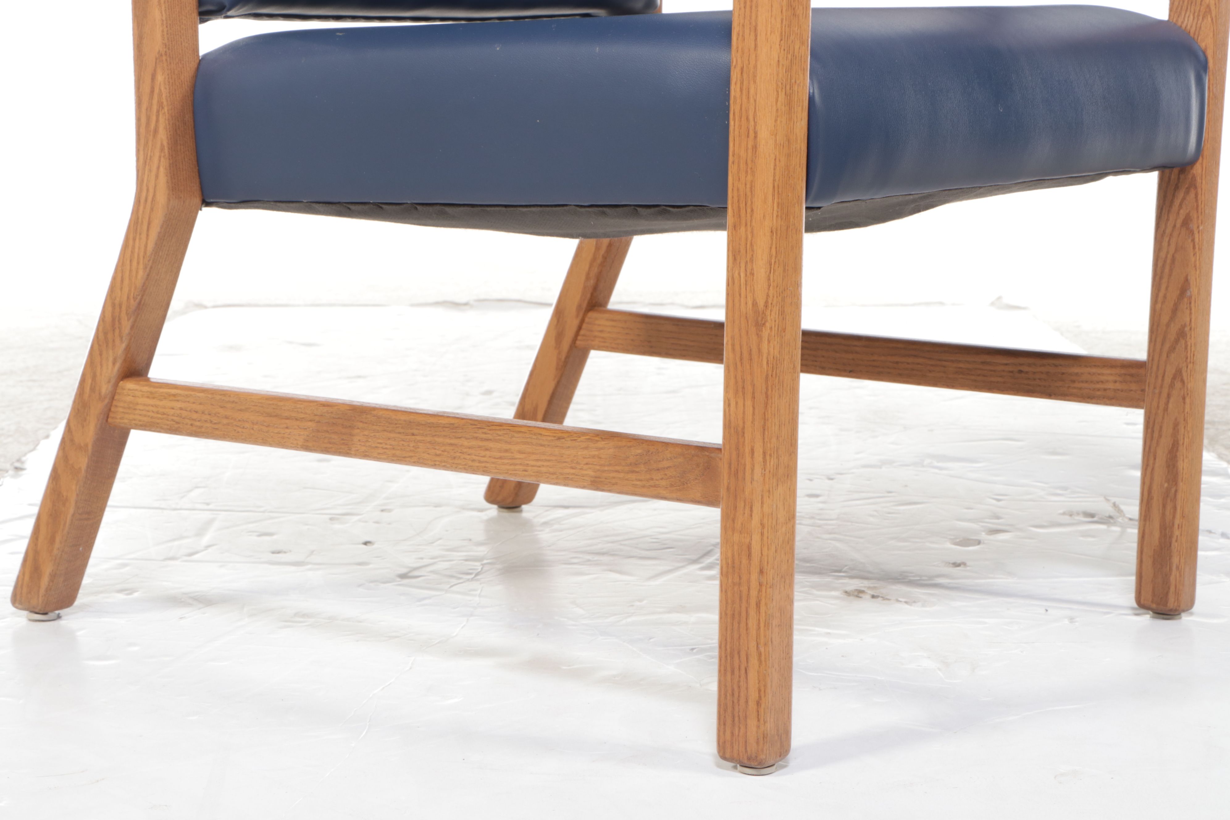Directoire Style Wood and Metal Writing Table with Oak Armchair