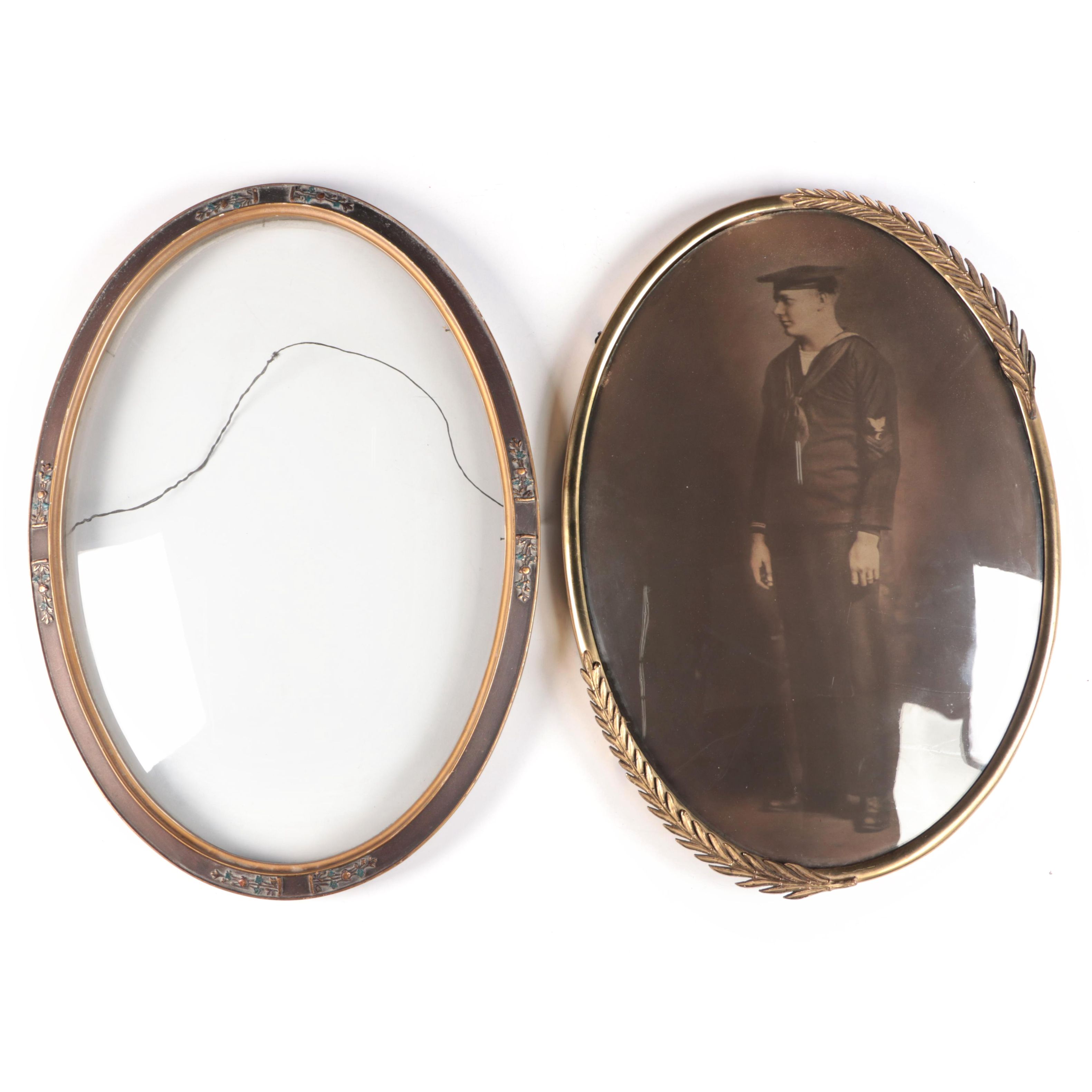 Portrait Photogravure of Man in Navy Uniform with Frame