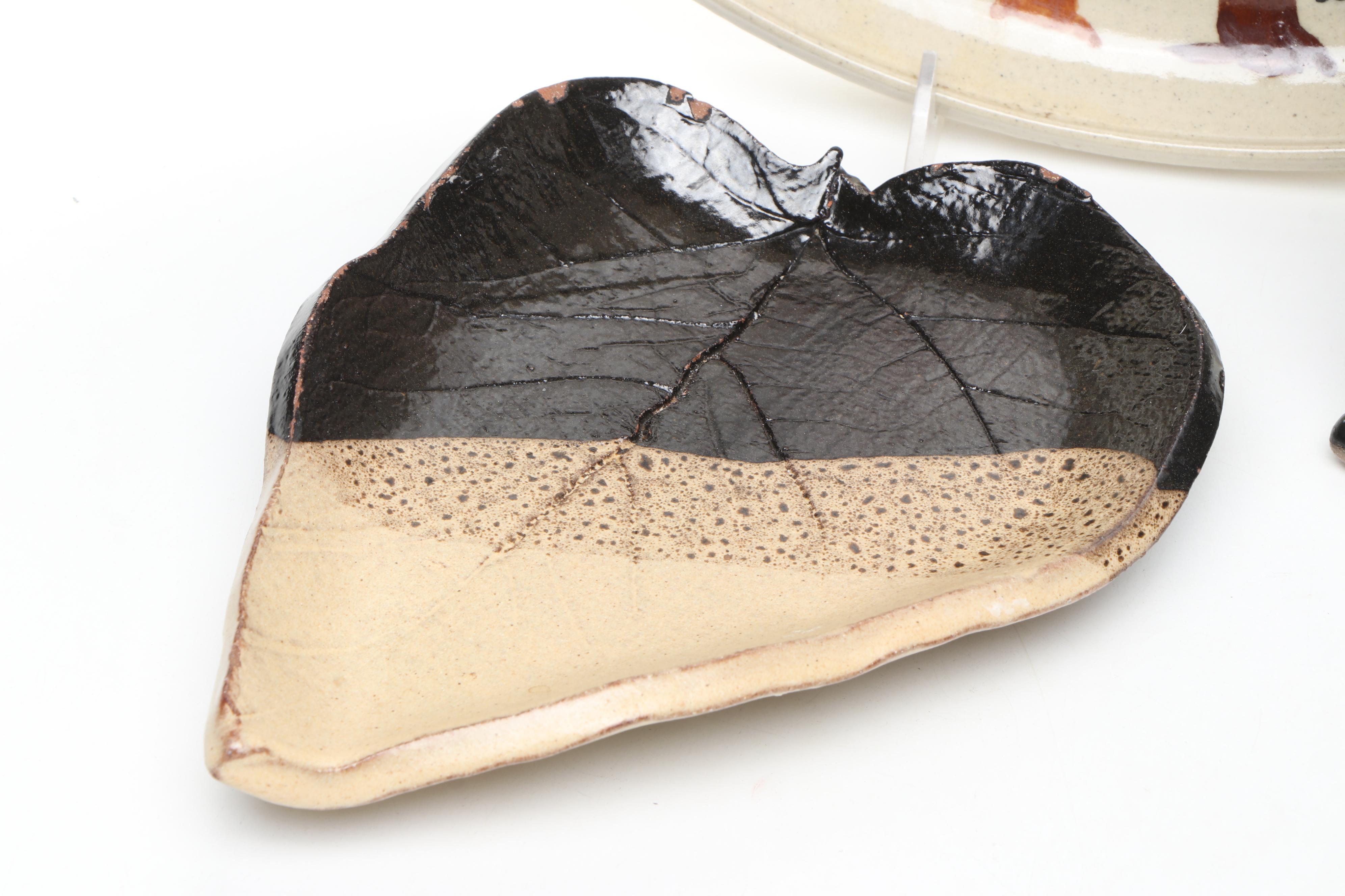 Tree Ceramic Decorative Plate with Leaf Plate and Vase