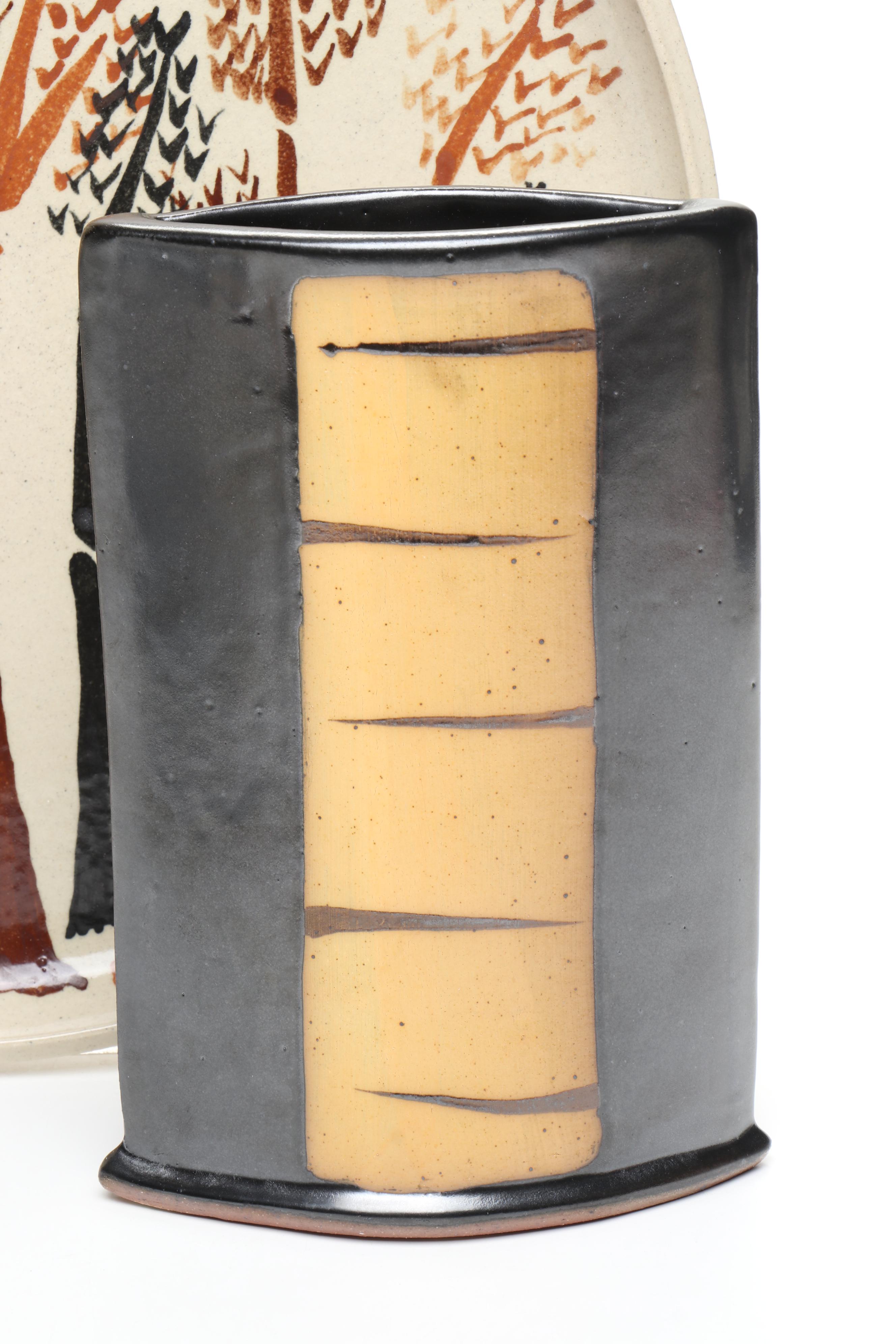 Tree Ceramic Decorative Plate with Leaf Plate and Vase