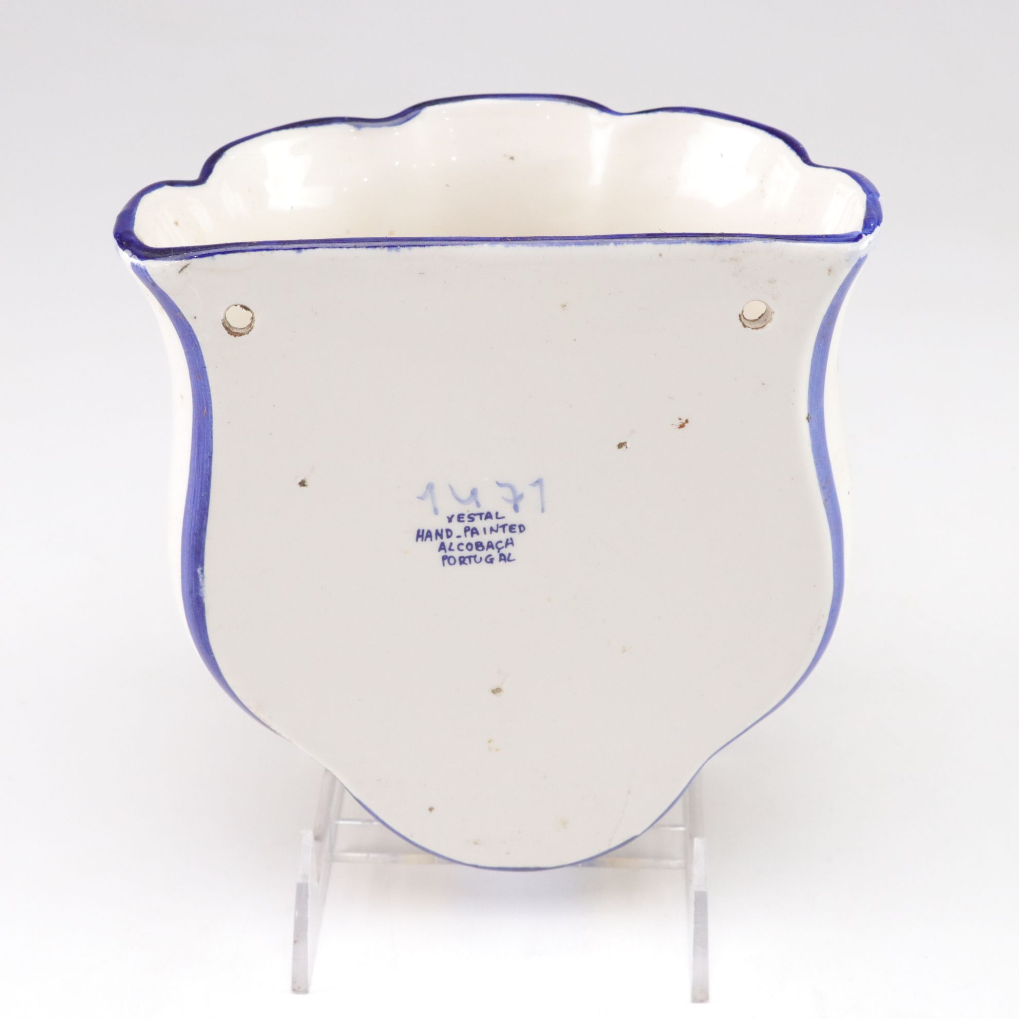 Ceramic Cylinder Vase with Fish Motif and Hand-Painted Portuguese Wall Pocket