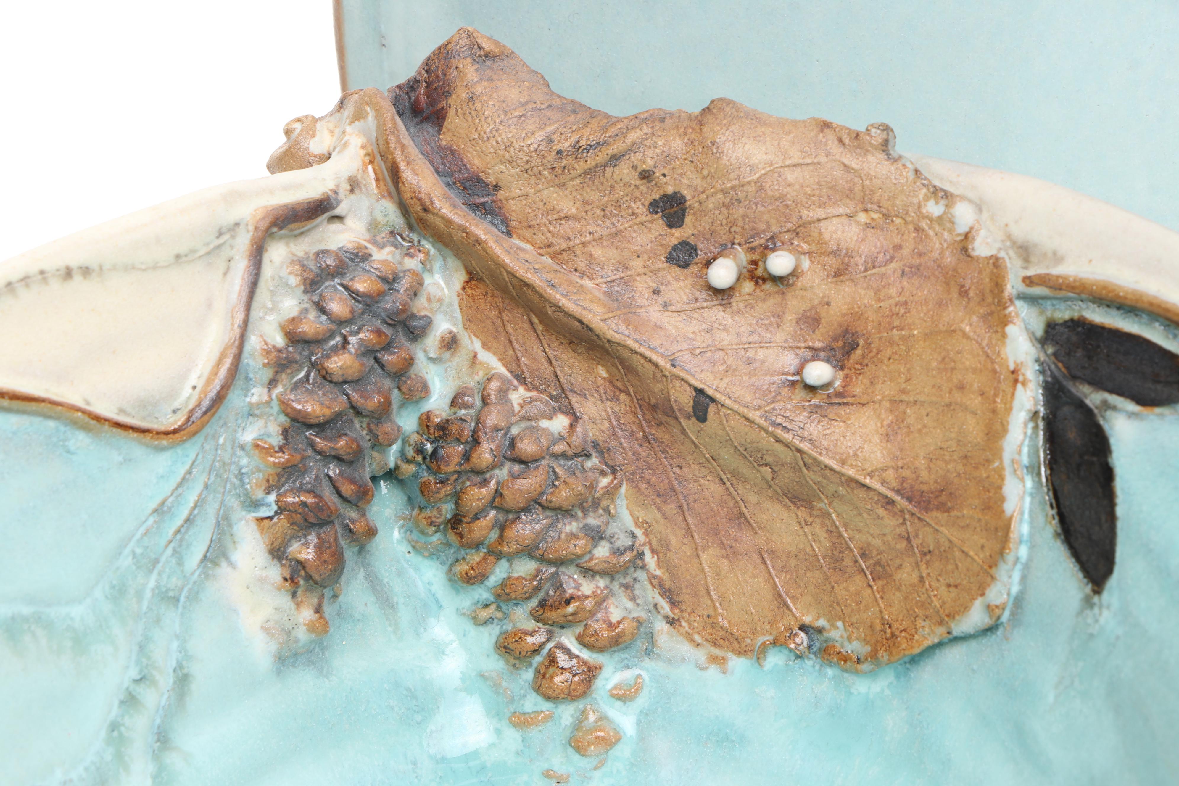 Mary Ann Wurst Signed Art Pottery Bird and Foliage Vase and Bowls, Late 20th C