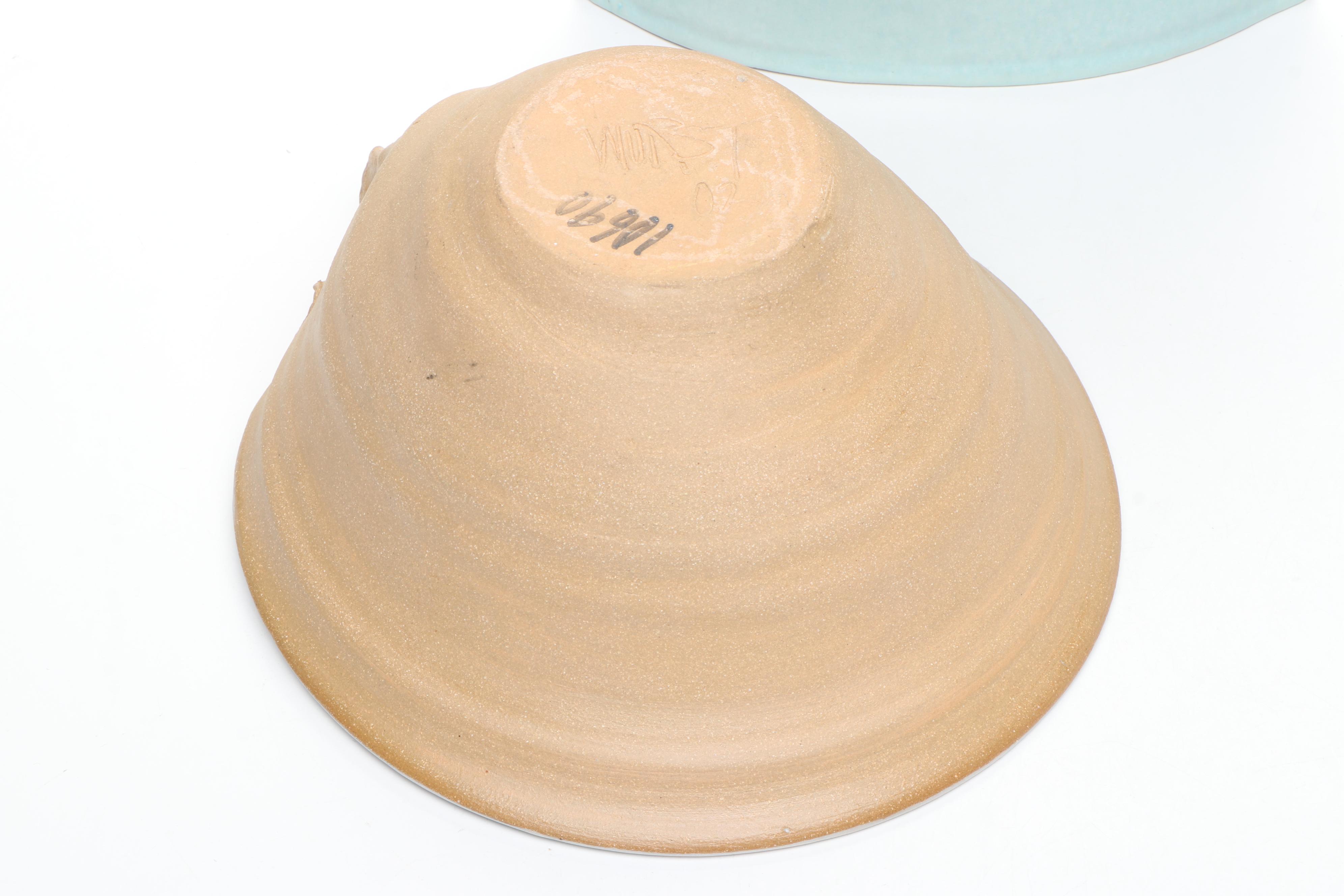 Mary Ann Wurst Signed Art Pottery Bird and Foliage Vase and Bowls, Late 20th C